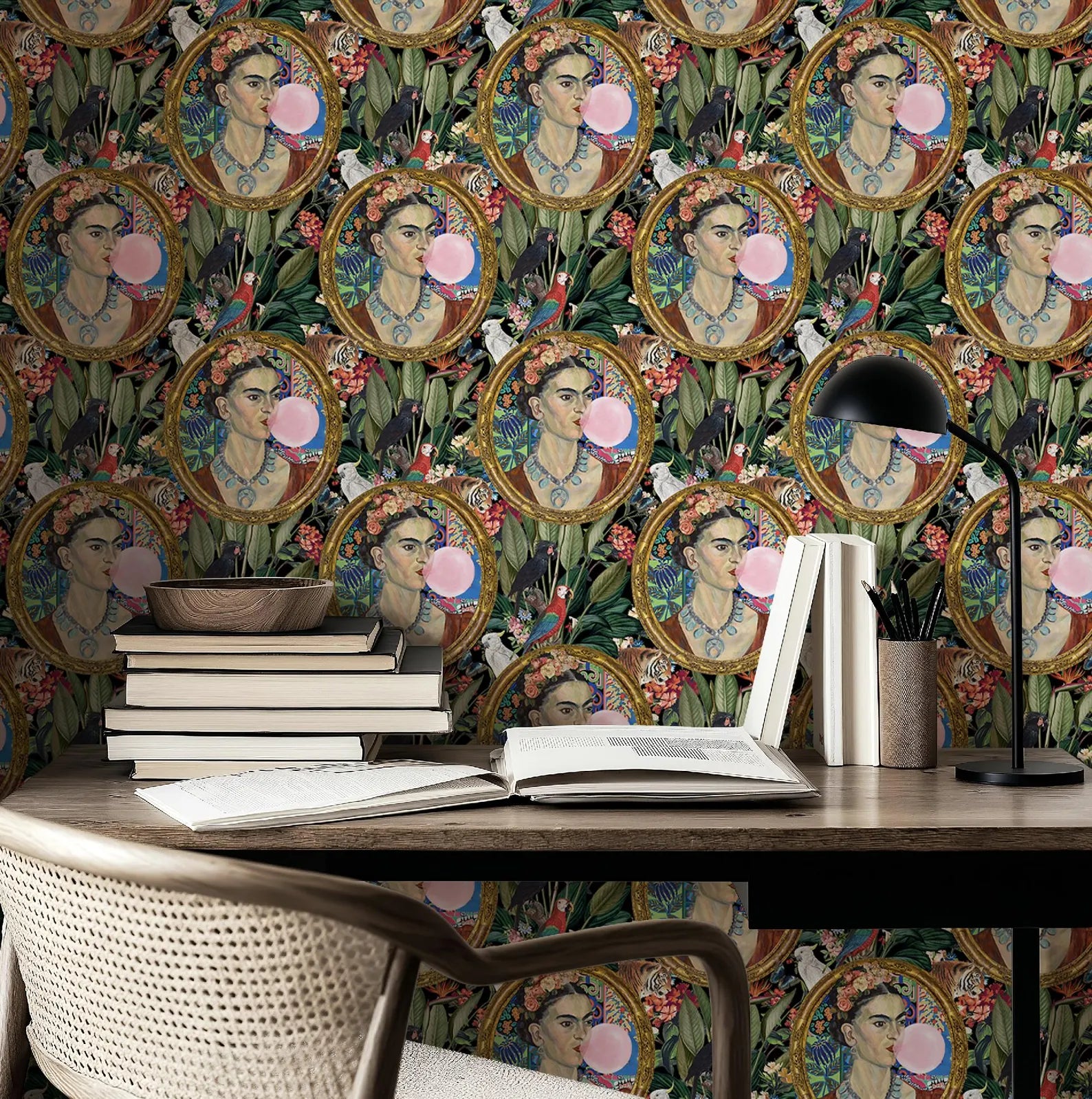 Frida Kahlo Inspired Boho Botanical Tropical Wallpaper - Medium