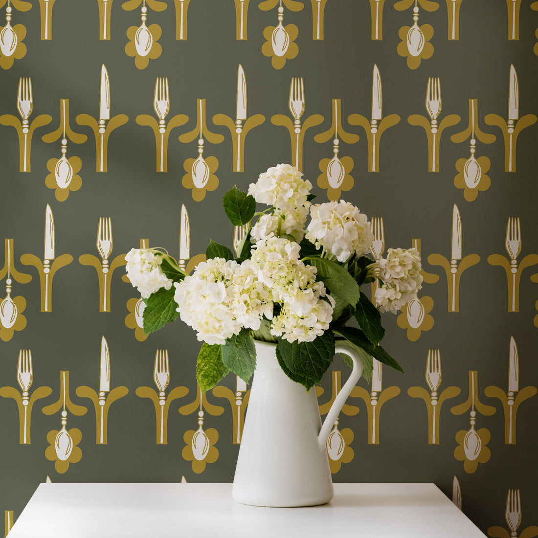 Dinner Party wallpaper in a dining room setting