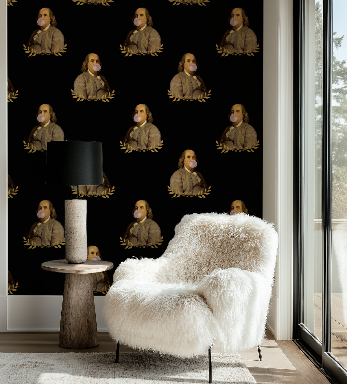 Benjamin Franklin bubble gum glitter leaf funny wallpaper from RebelMod