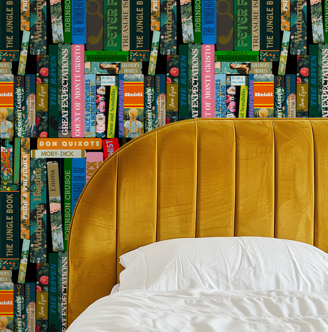 Whimsical Library Books Stack Wallpaper by RebelMod