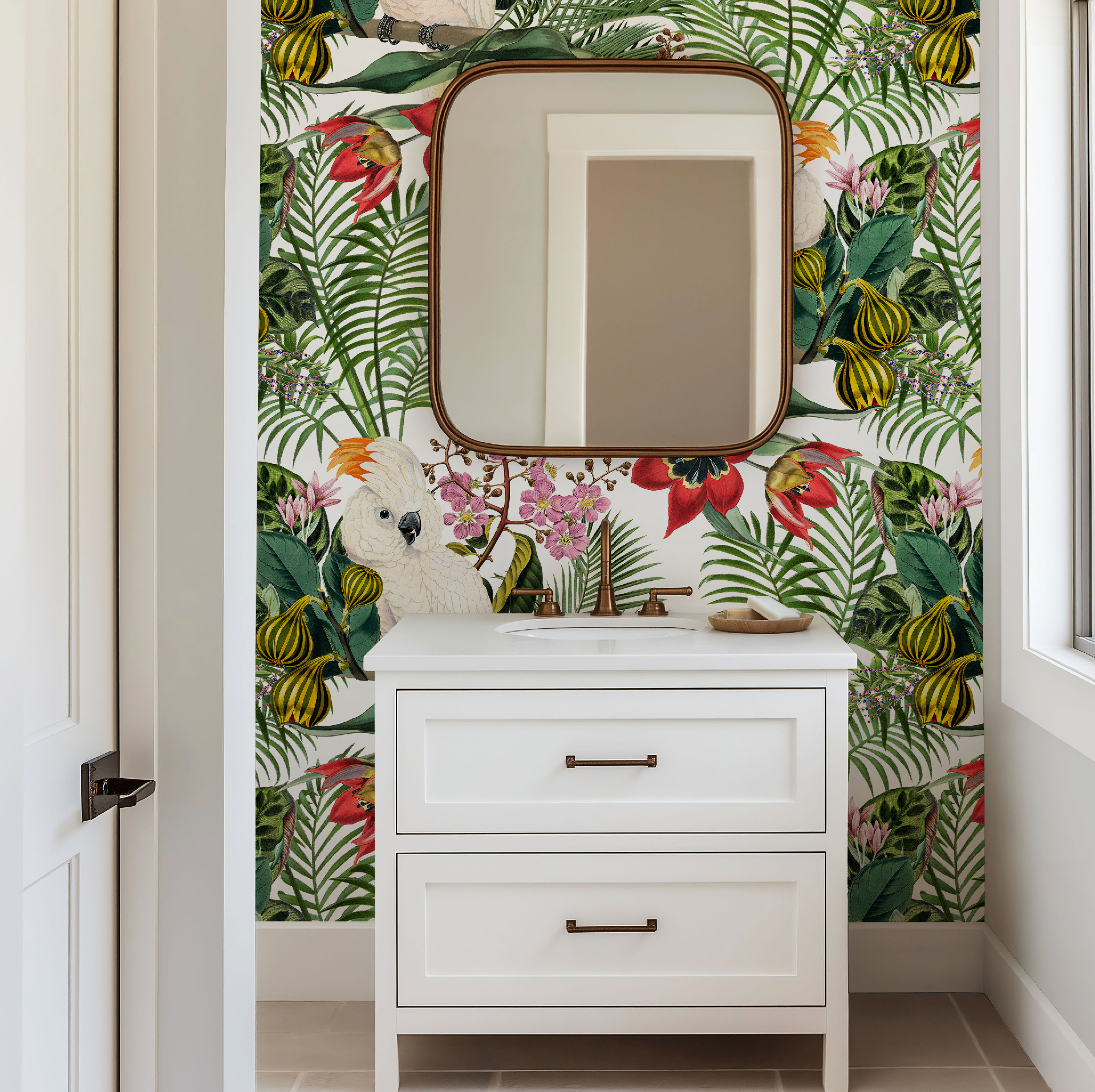 Botanical Tropical Wildlife Wallpaper