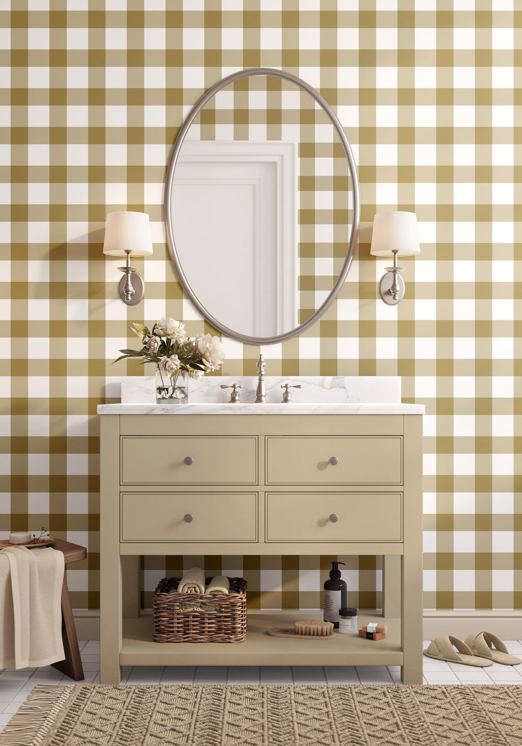 Amber Brown Plaid Gingham Wallpaper - Image 3 by RebelMod