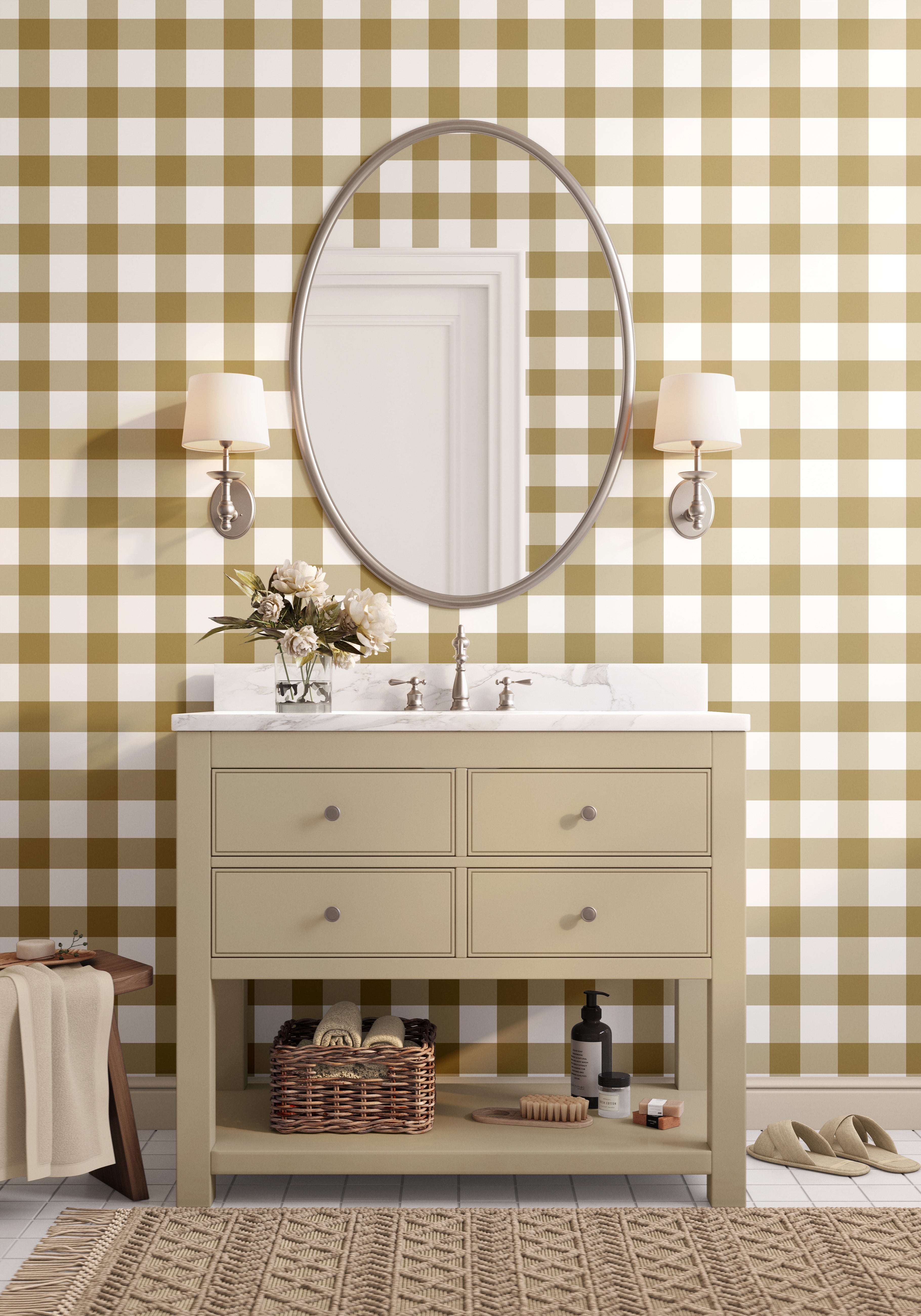 Amber Brown Plaid Gingham Wallpaper - Image 3 by RebelMod