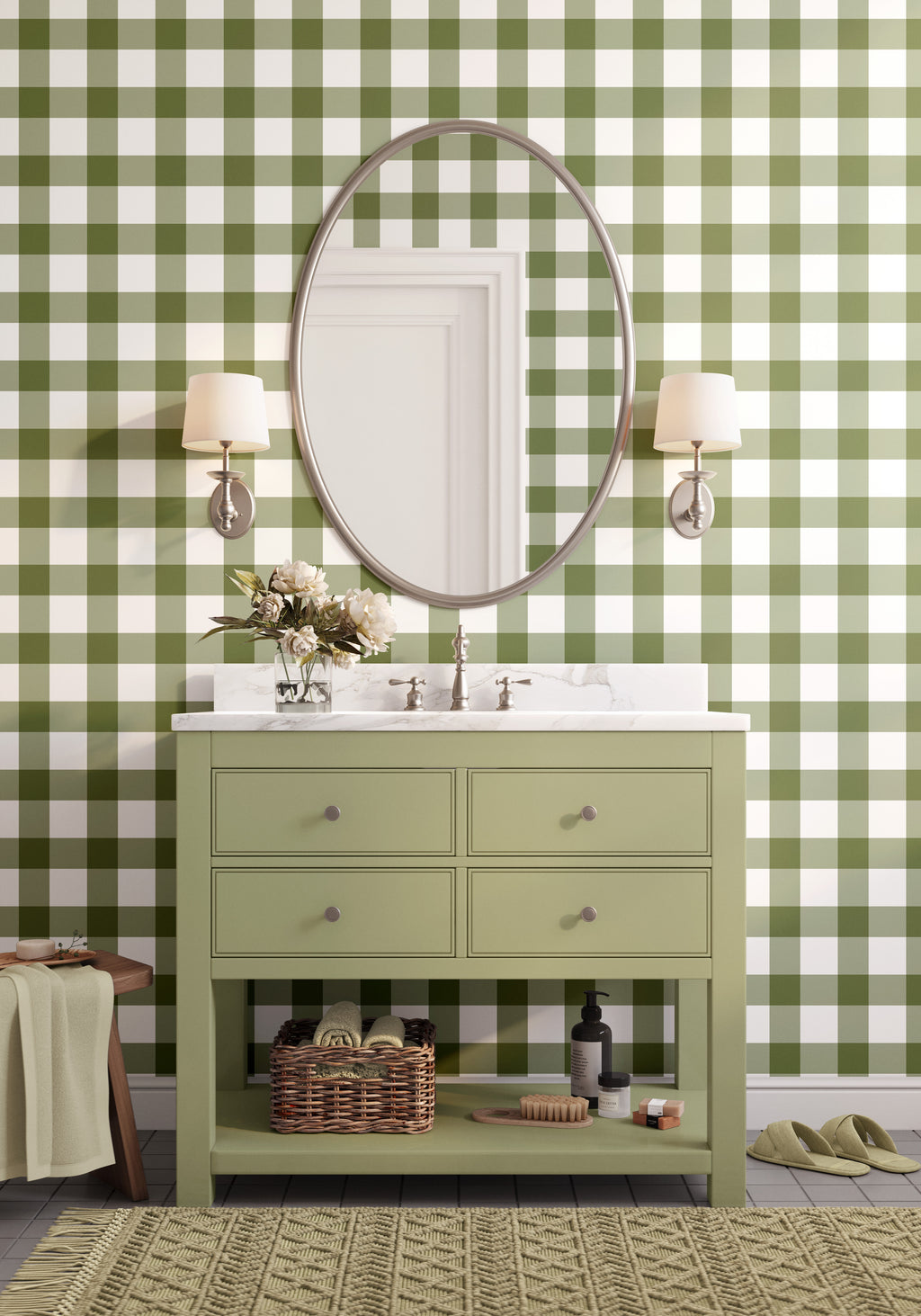Olive Green Plaid Gingham Wallpaper - Image 4 by RebelMod