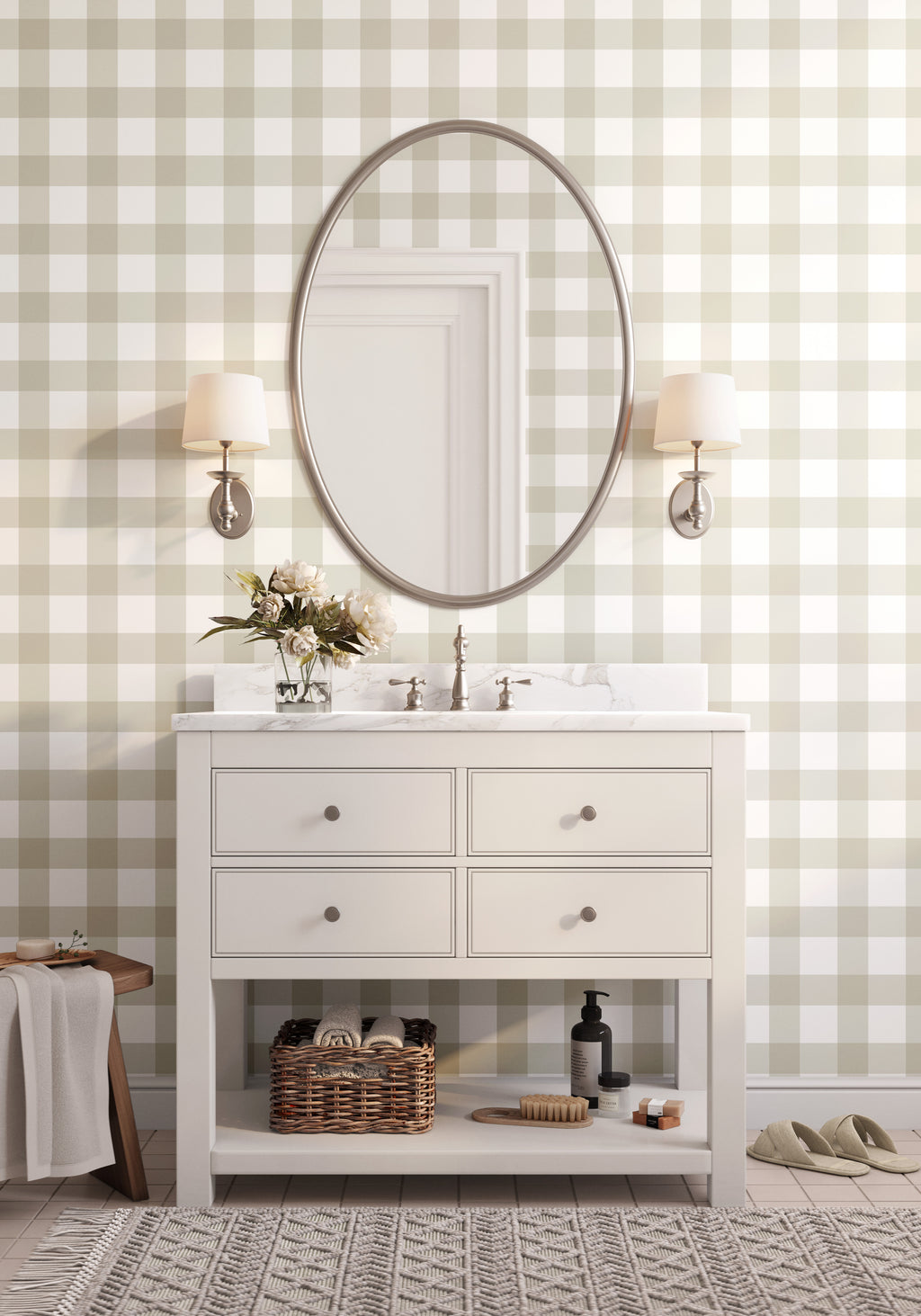 Ivory Plaid Gingham Wallpaper - Image 2 by RebelMod