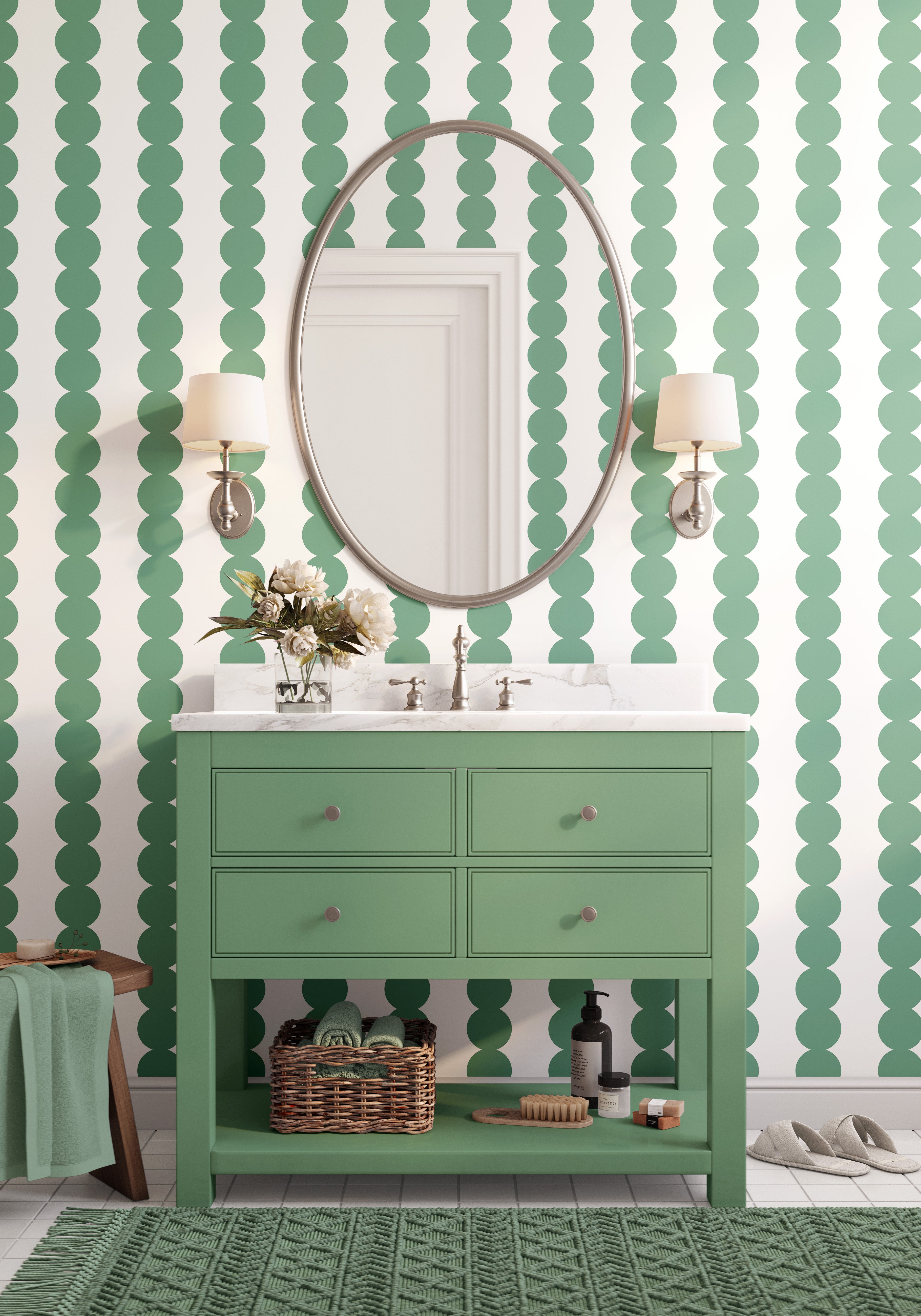 Scallop Stripe Green Wallpaper - Image 3 by RebelMod