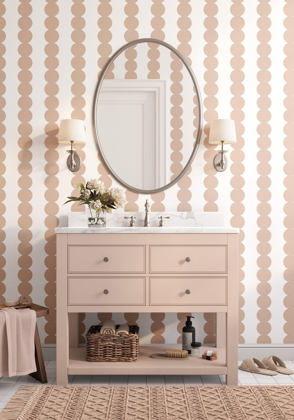 Scallop Stripe Muted Pink Wallpaper - Image 2 by RebelMod