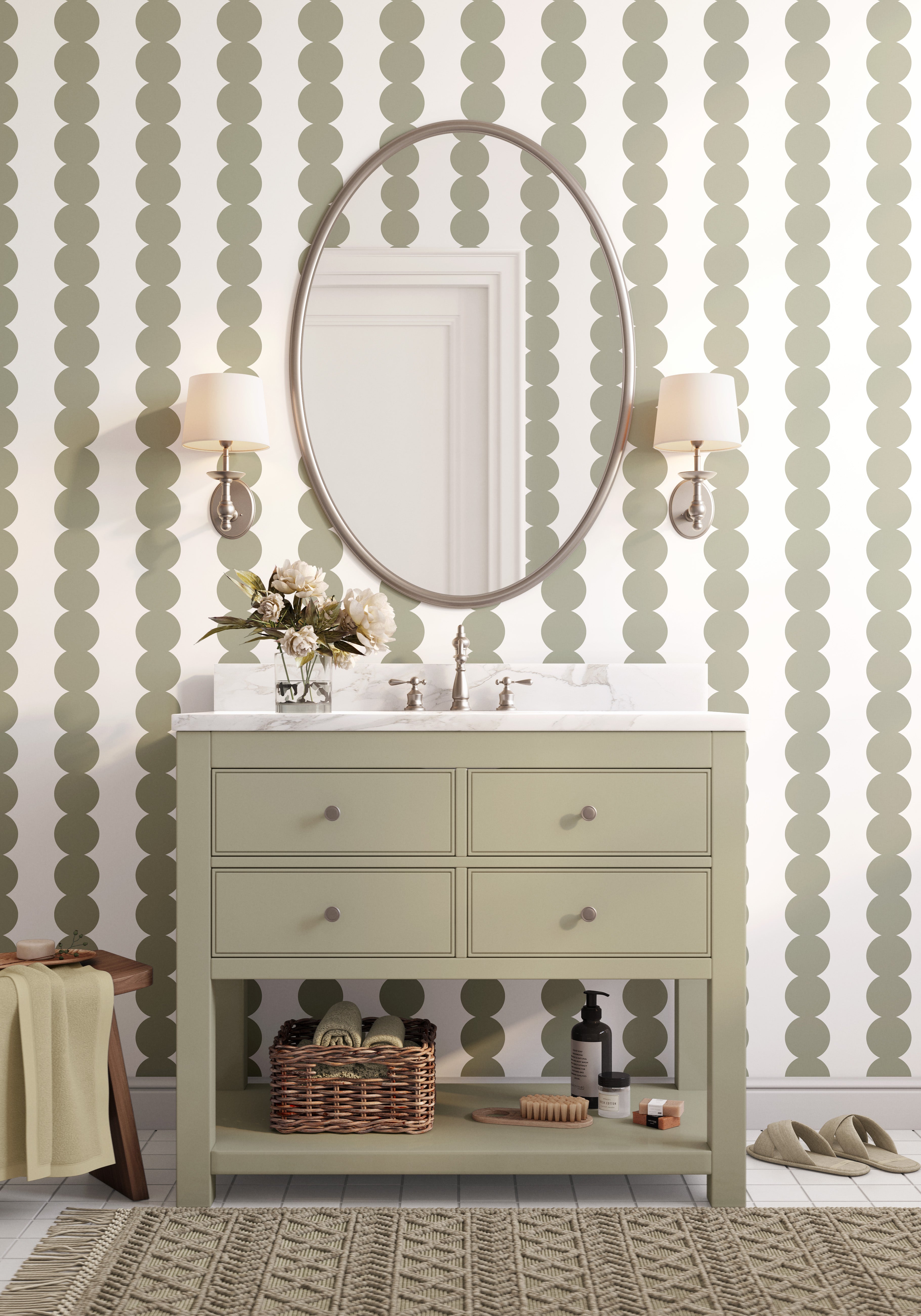 Scallop Stripe Taupe Wallpaper - Image 3 by RebelMod
