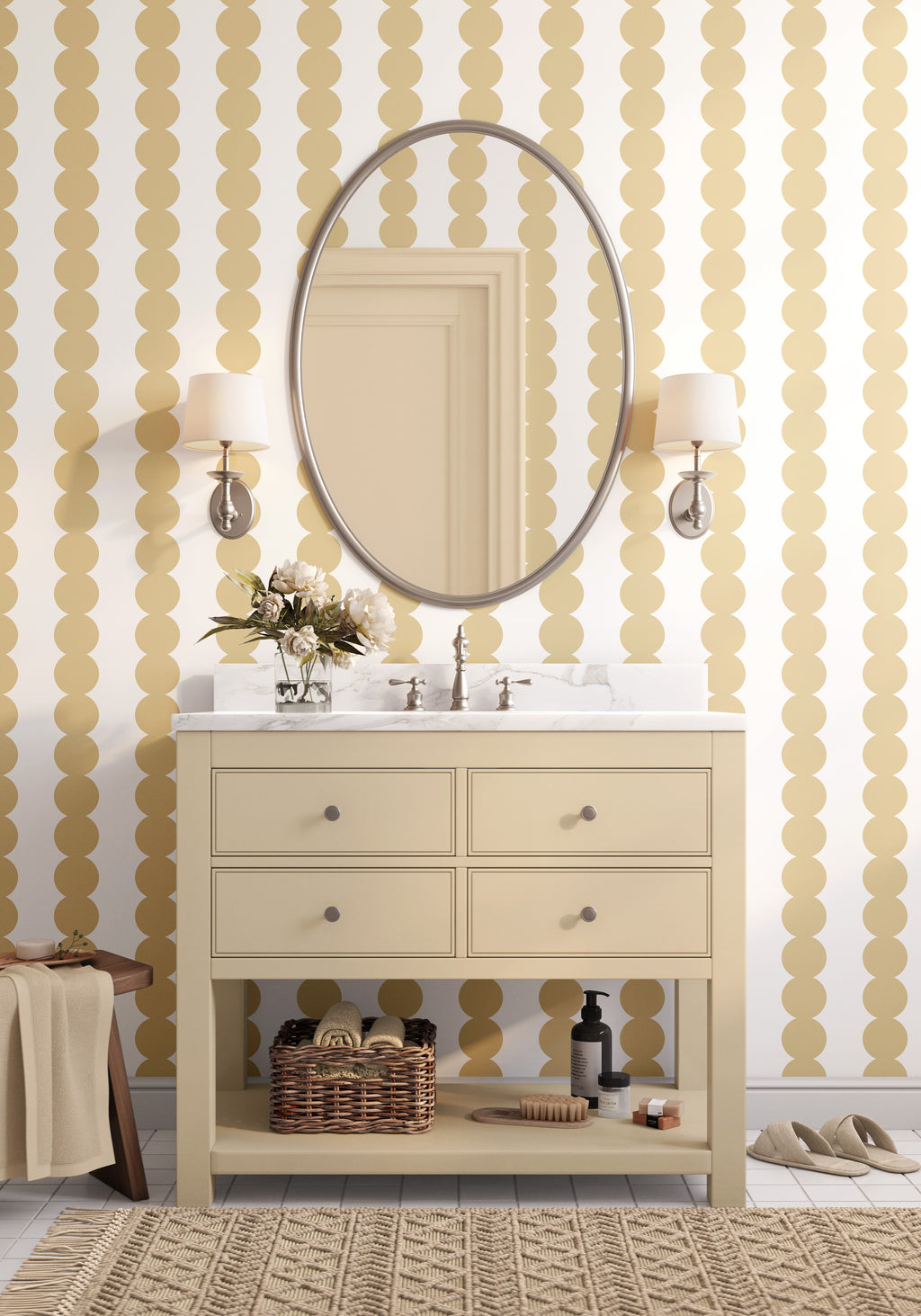 Scallop Stripe Muted Yellow Wallpaper - Image 3 by RebelMod
