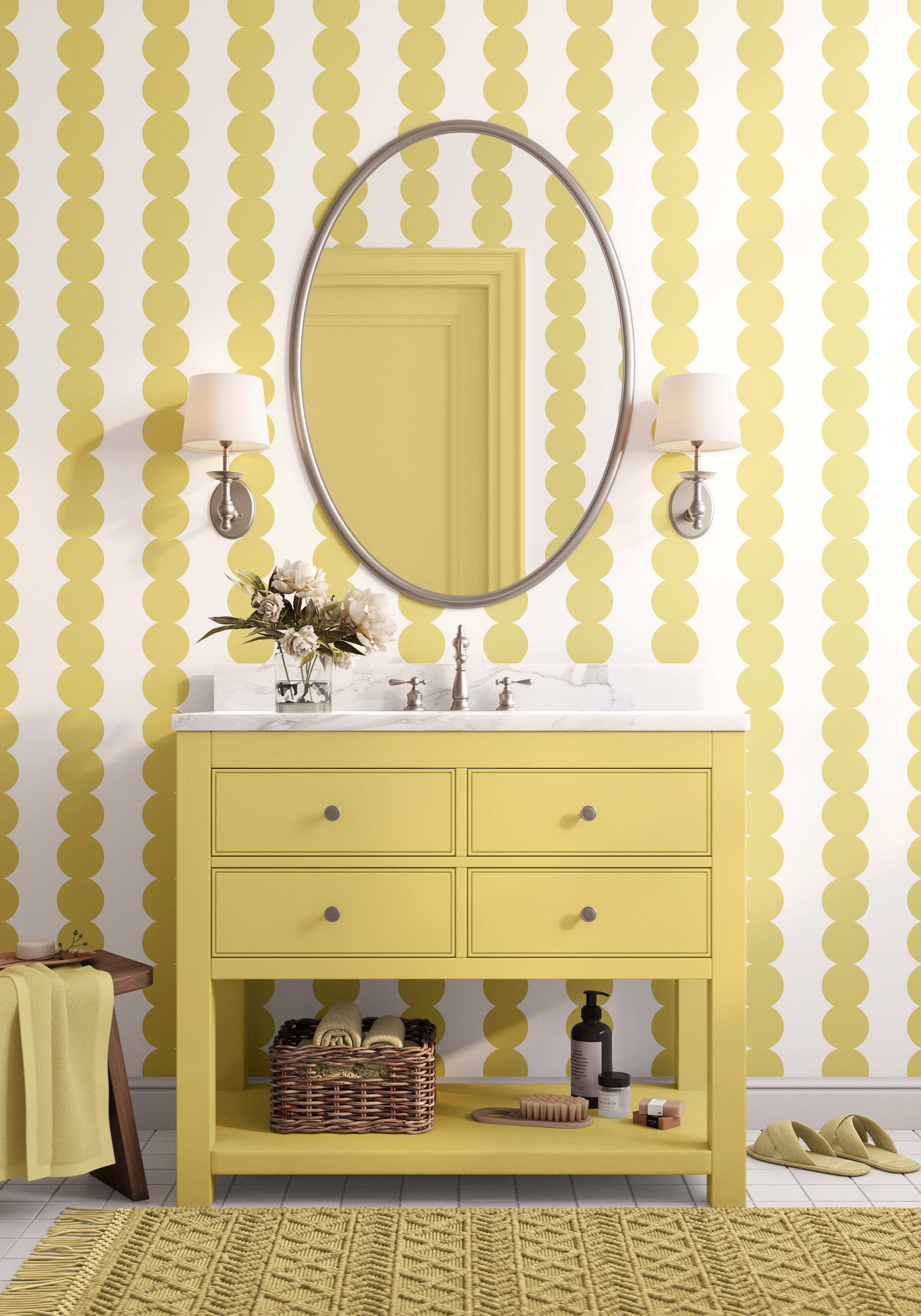 Scallop Stripe Yellow Wallpaper - Image 3 by RebelMod