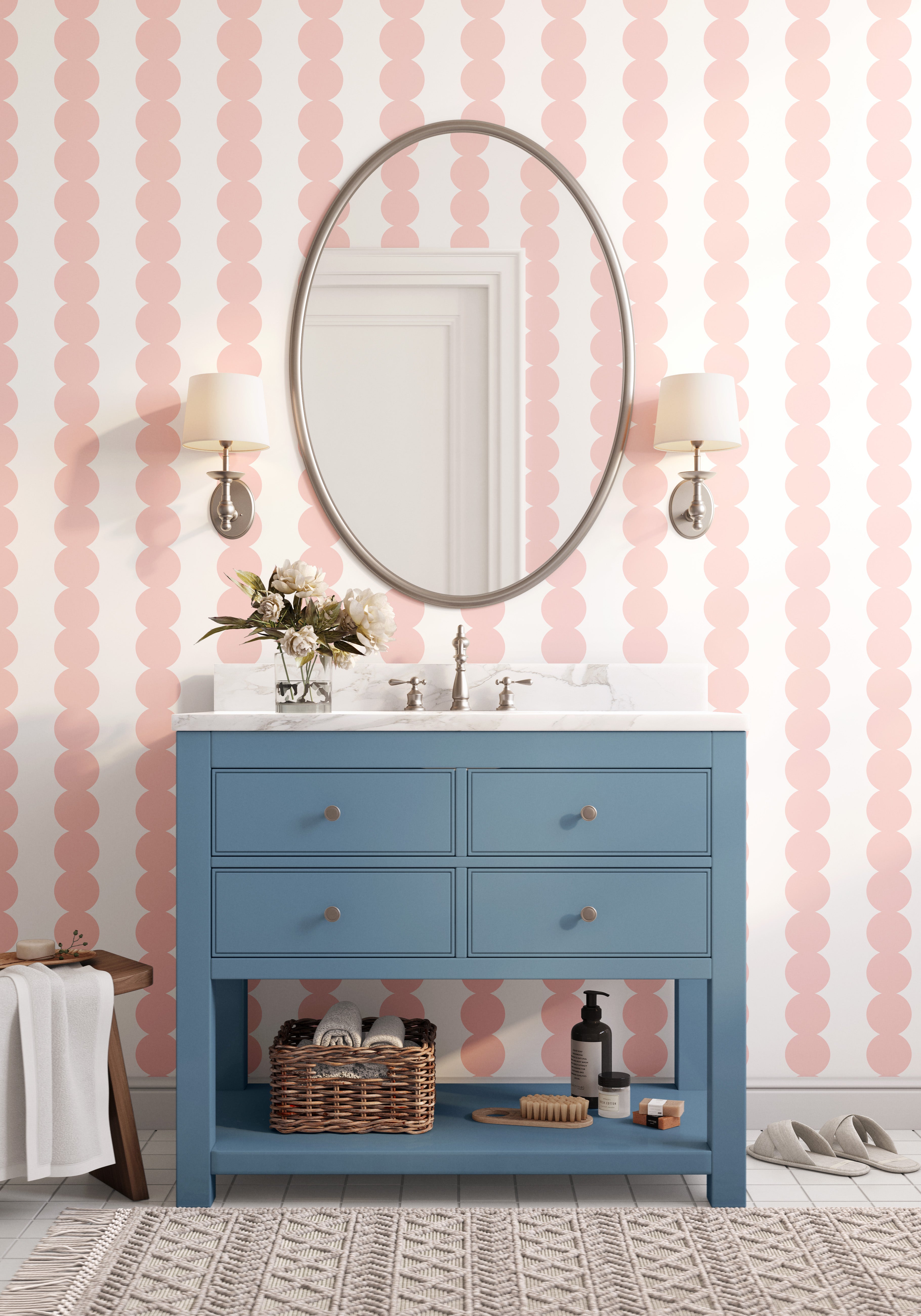Scallop Stripe Pink Wallpaper by RebelMod
