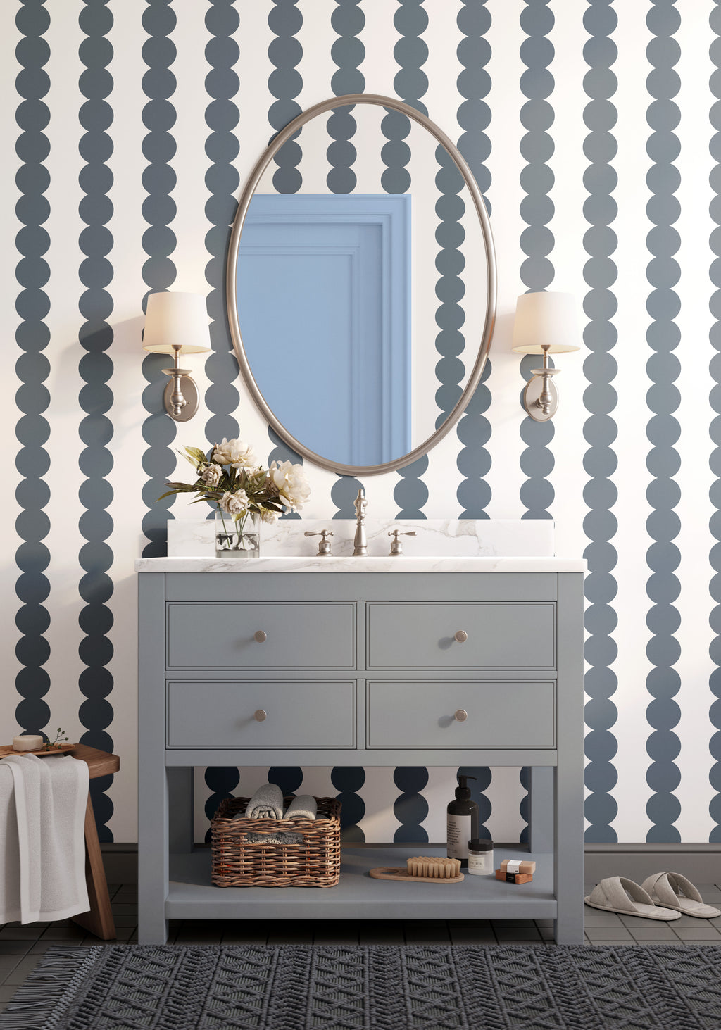 Scallop Stripe Dark Gray Wallpaper - Image 2 by RebelMod