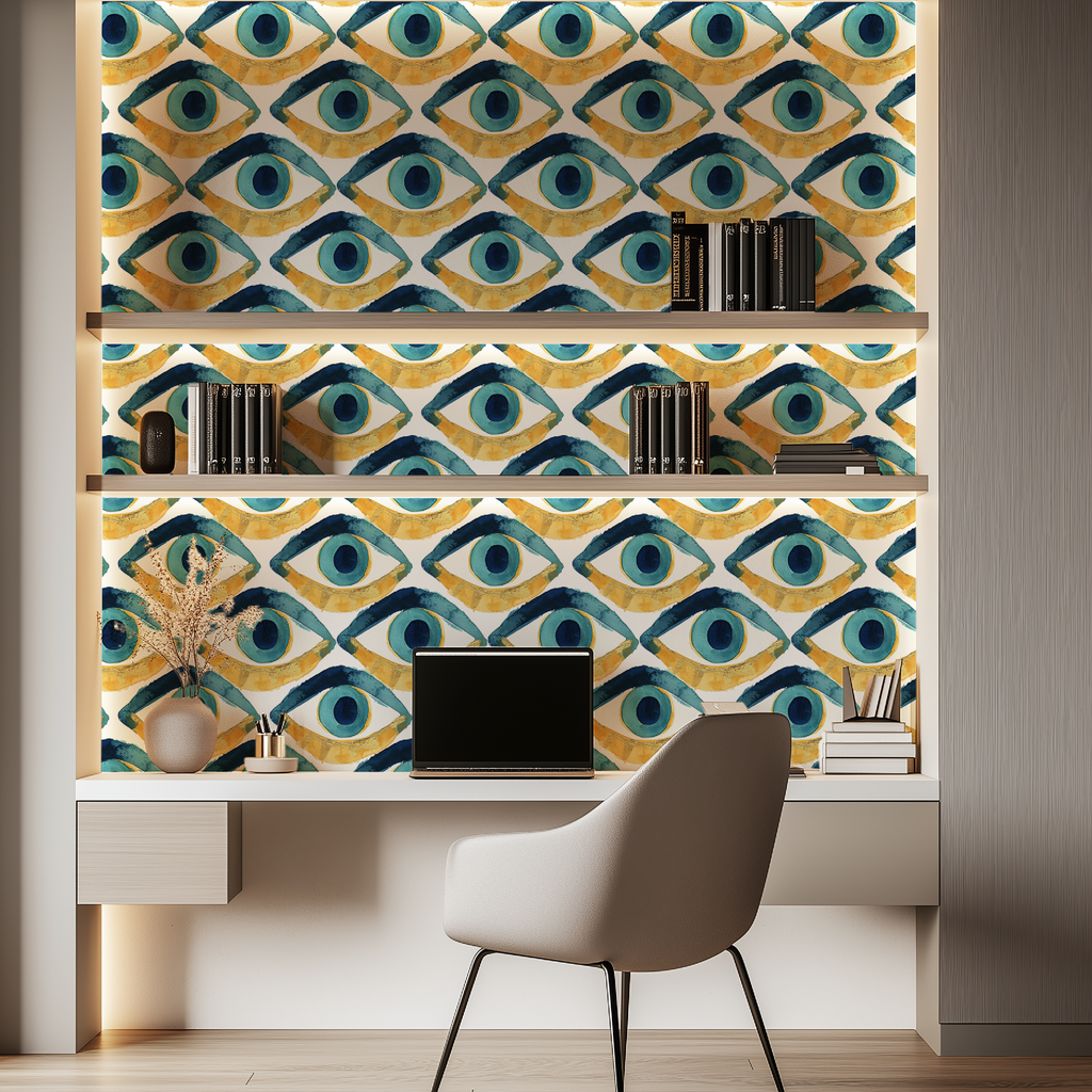 Hamsa Eye Aqua Blue Wallpaper