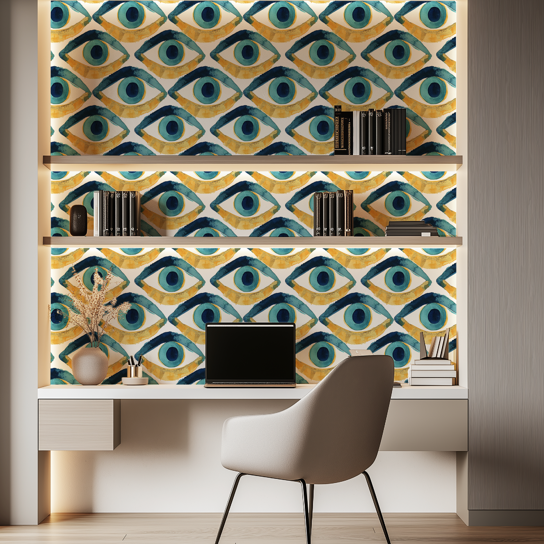 Hamsa Eye Aqua Blue Wallpaper