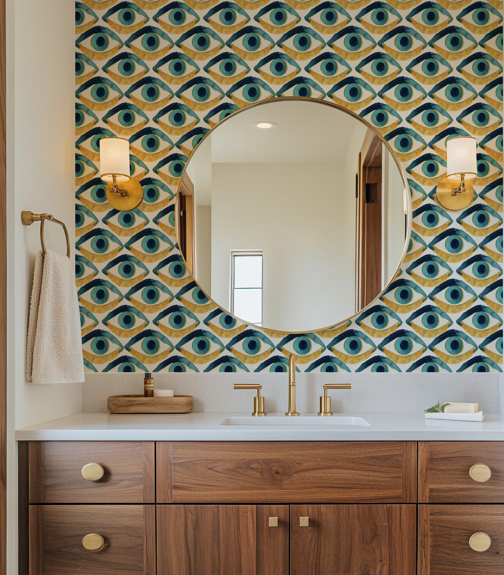 Hamsa Eye Aqua Blue Wallpaper