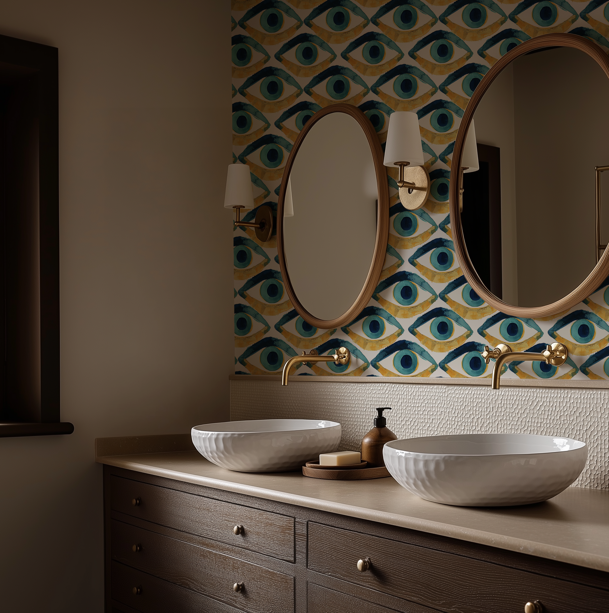 Hamsa Eye Aqua Blue Wallpaper
