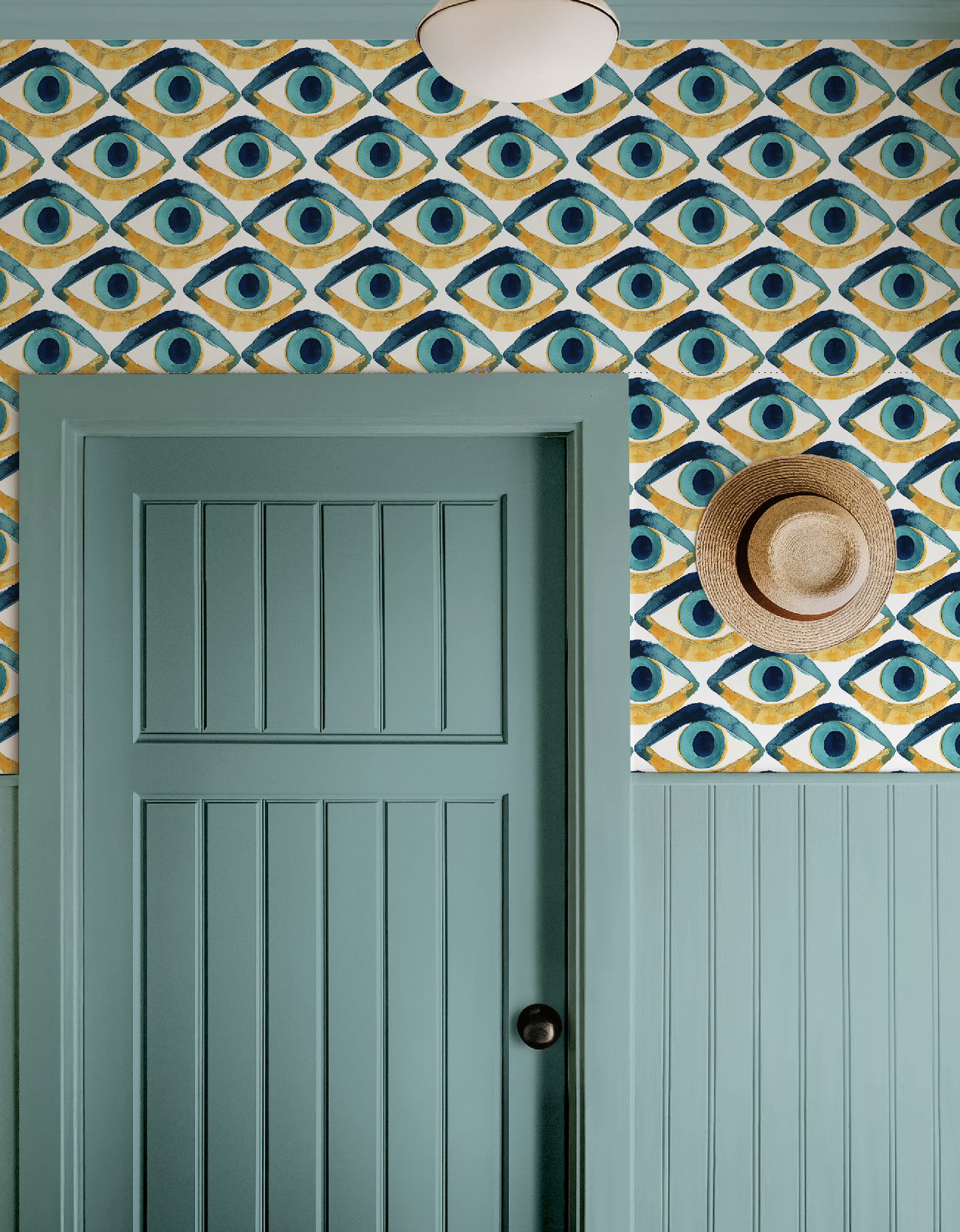 Hamsa Eye Aqua Blue Wallpaper