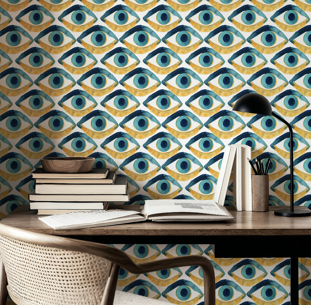 Hamsa Eye Aqua Blue Wallpaper