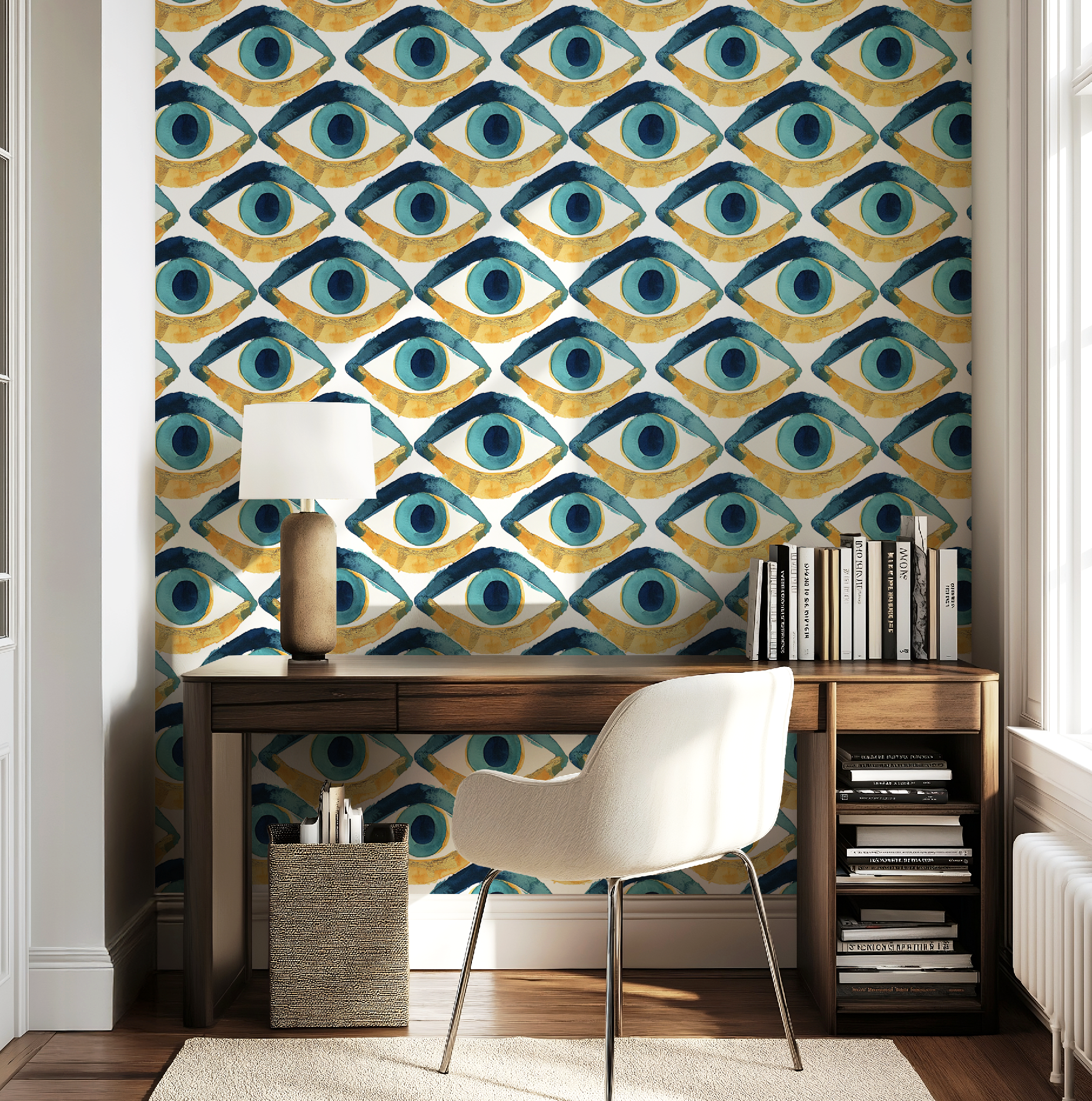 Hamsa Eye Aqua Blue Wallpaper