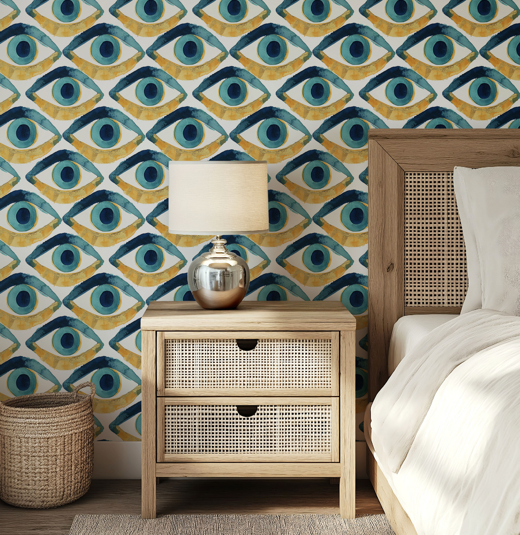 Hamsa Eye Aqua Blue Wallpaper