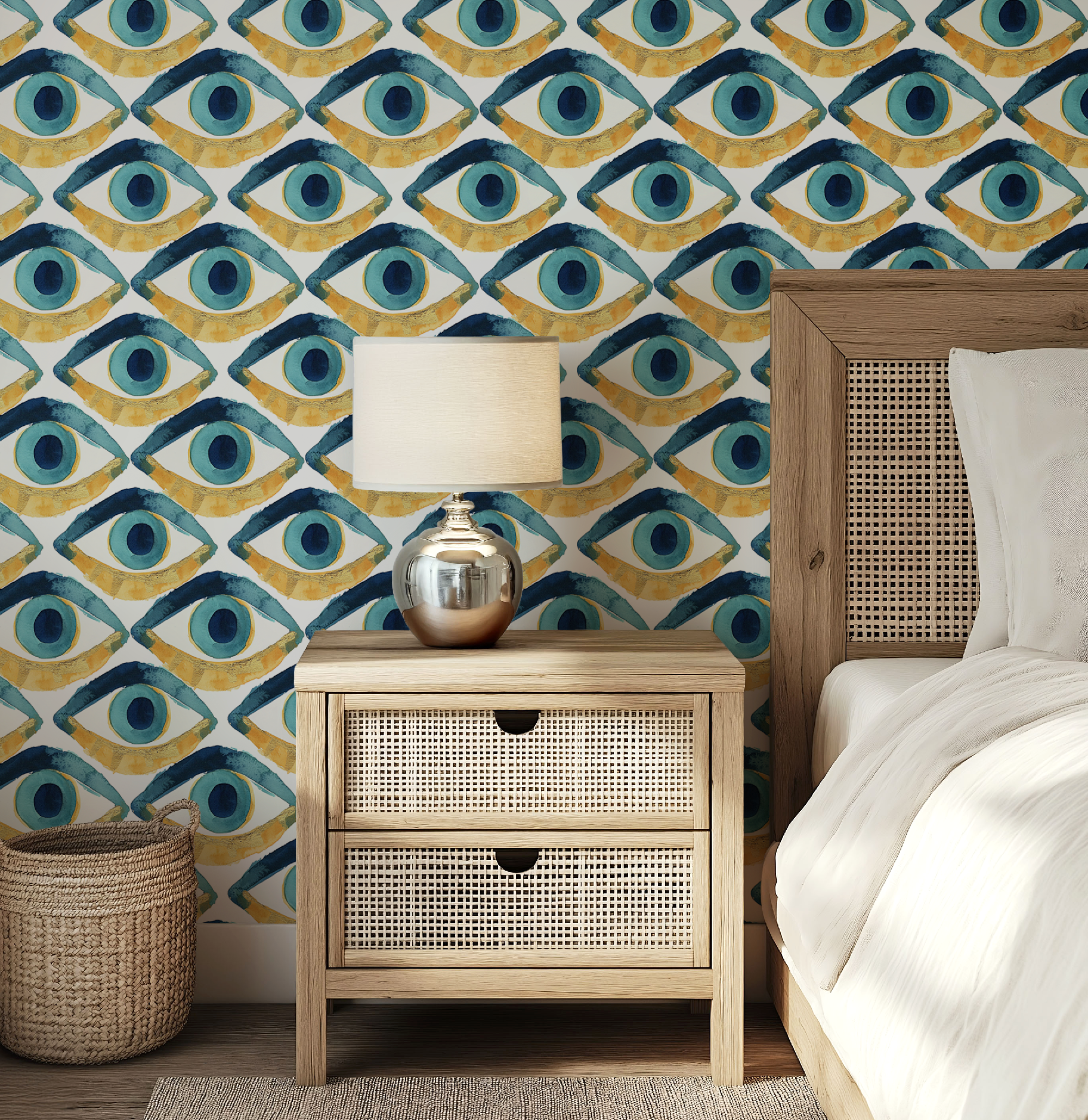 Hamsa Eye Aqua Blue Wallpaper