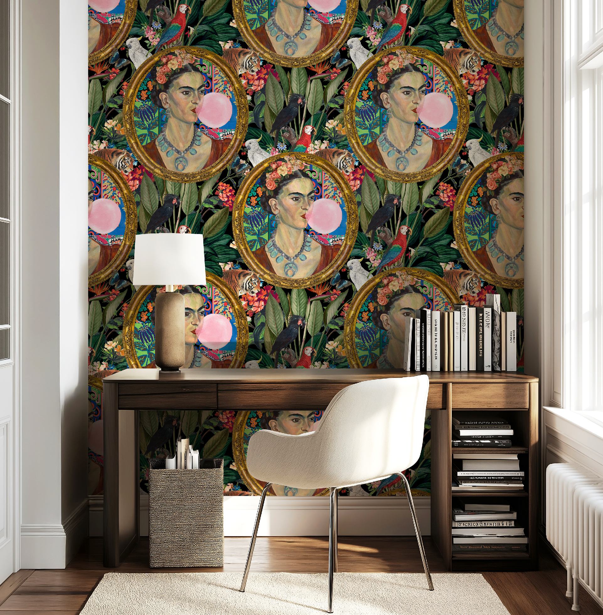 Frida Kahlo Inspired Boho Botanical Tropical Wallpaper