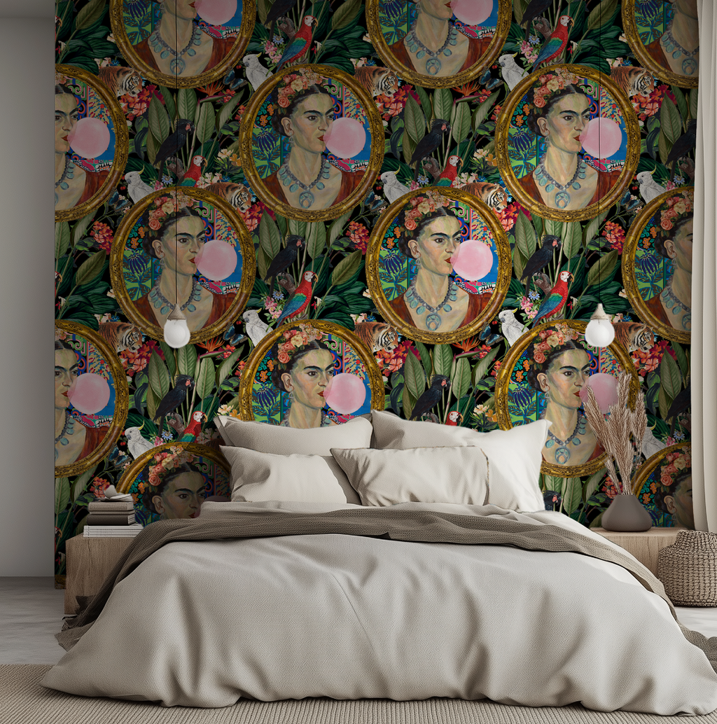 Frida Kahlo Inspired Boho Botanical Tropical Wallpaper
