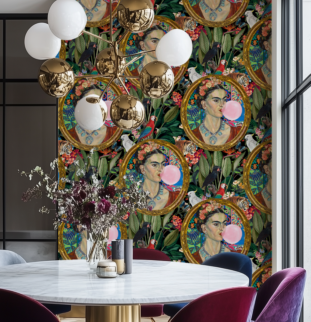 Frida Kahlo Inspired Boho Botanical Tropical Wallpaper