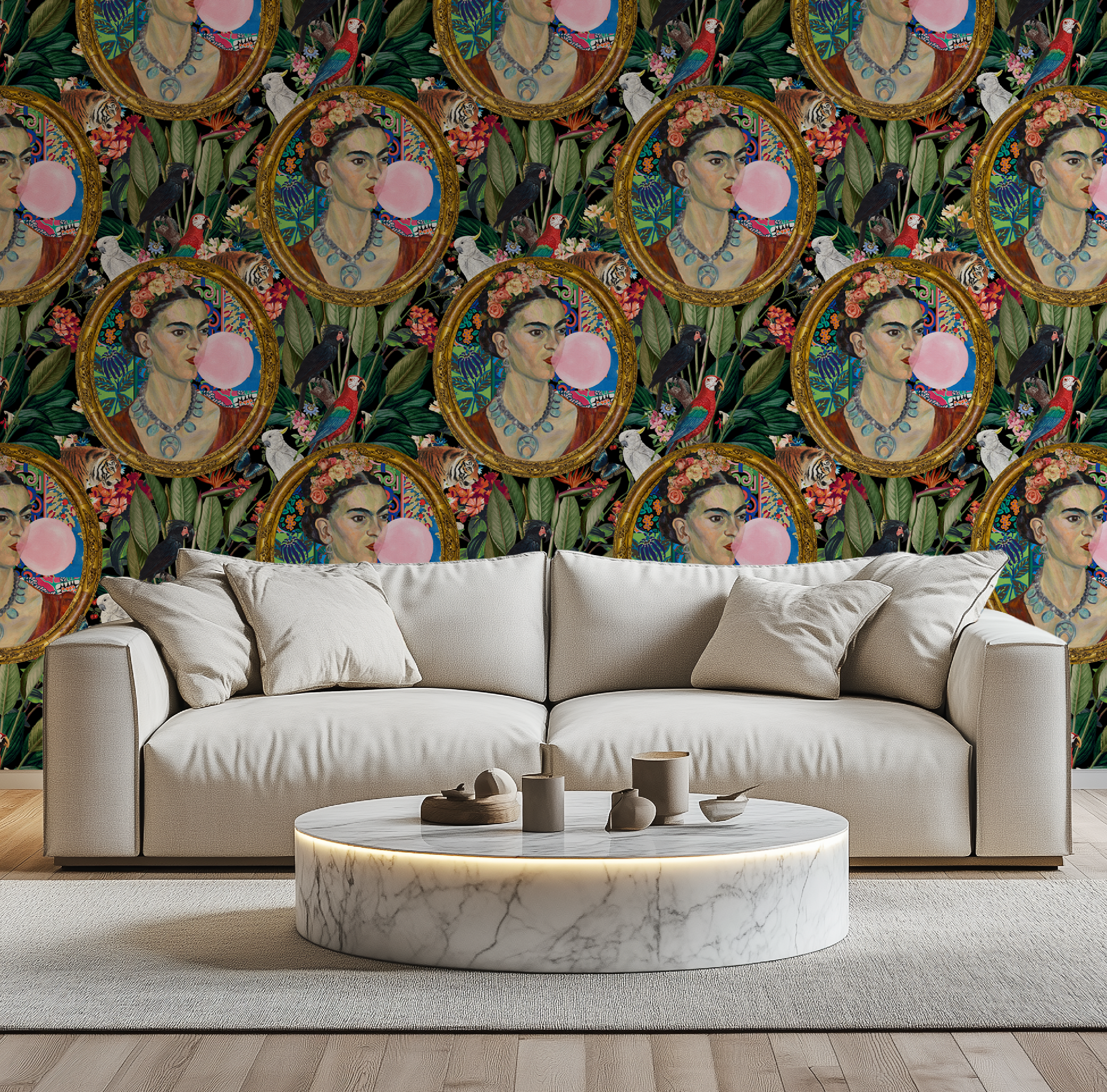 Frida Kahlo Inspired Boho Botanical Tropical Wallpaper