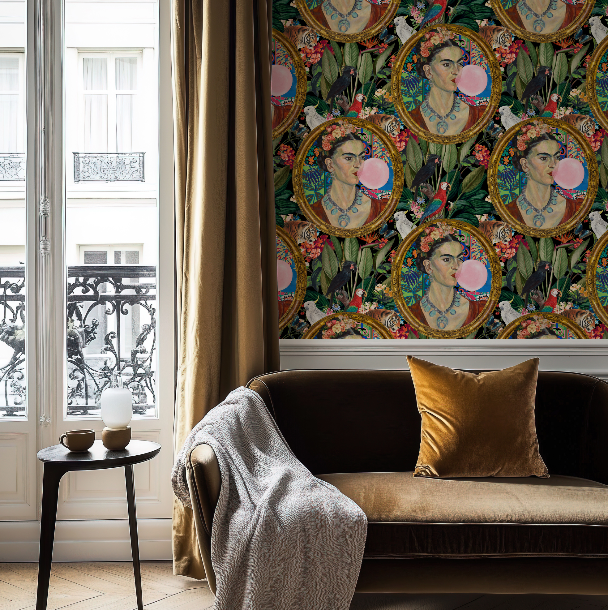 Frida Kahlo Inspired Boho Botanical Tropical Wallpaper