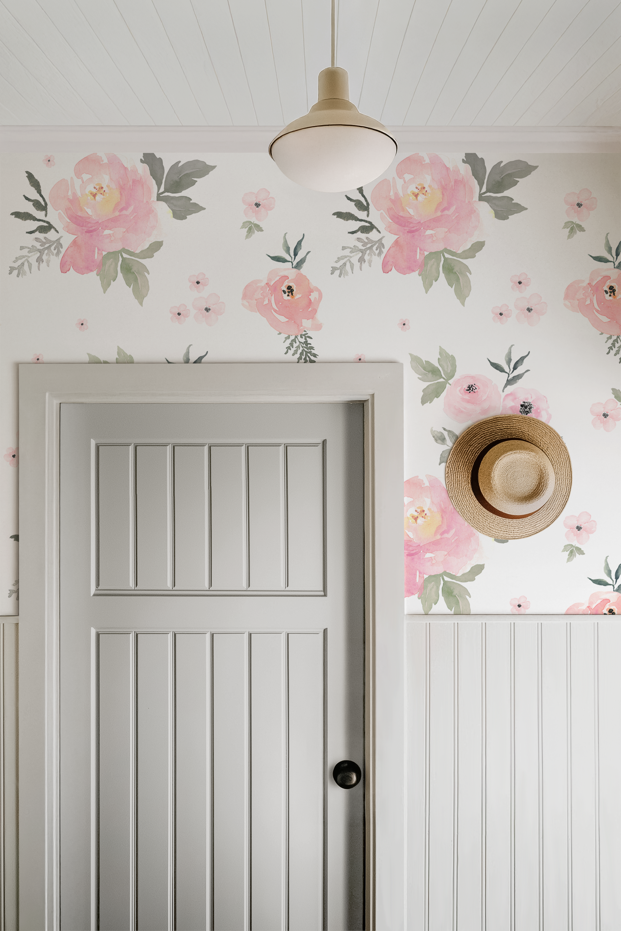 Sweet Blush Roses Watercolor Floral Wallpaper