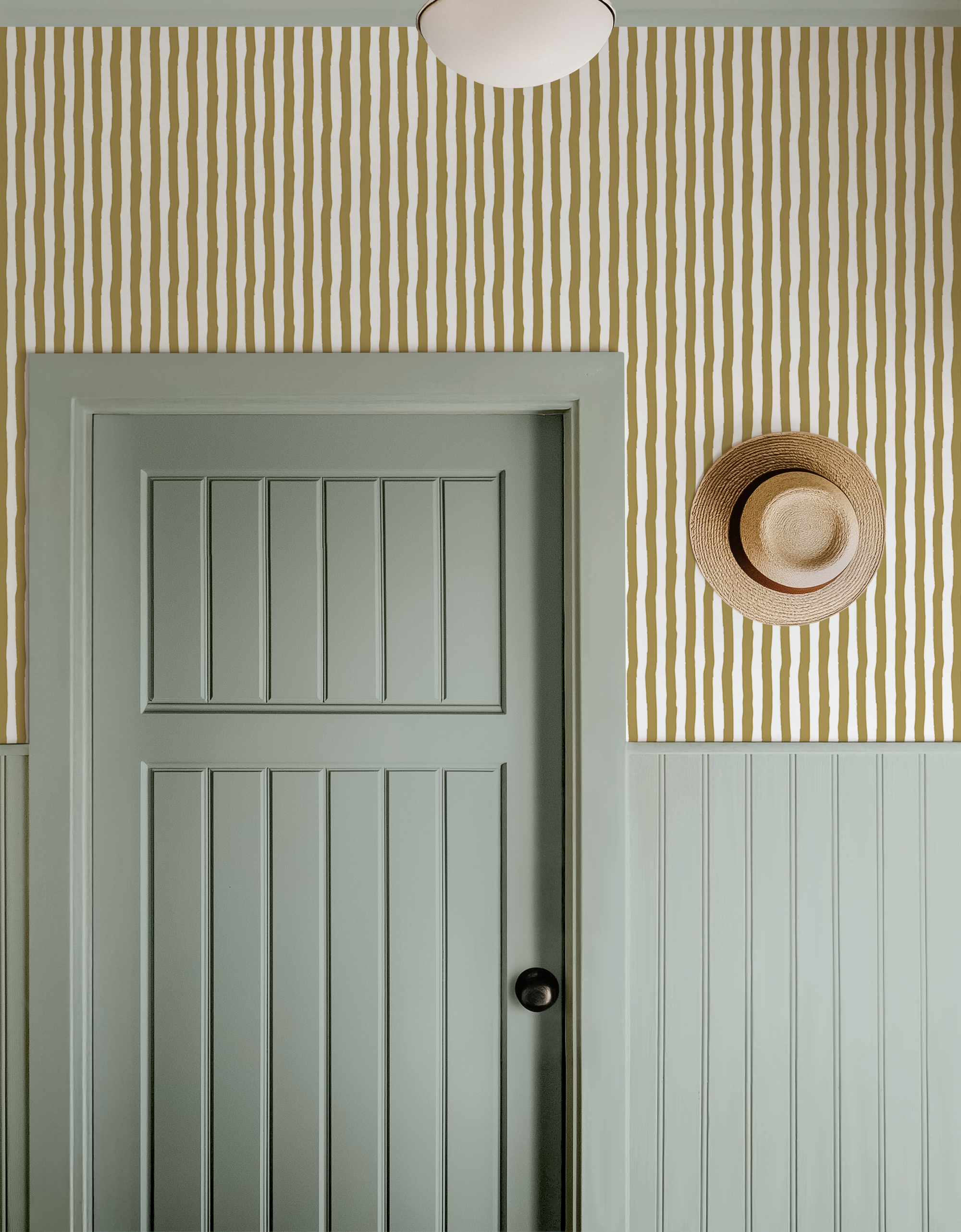 Vibrant Muted Yellow Gold White Stripes WallpaperVibrant Muted Yellow Gold White Stripes Wallpaper - Peel and Stick or Traditional