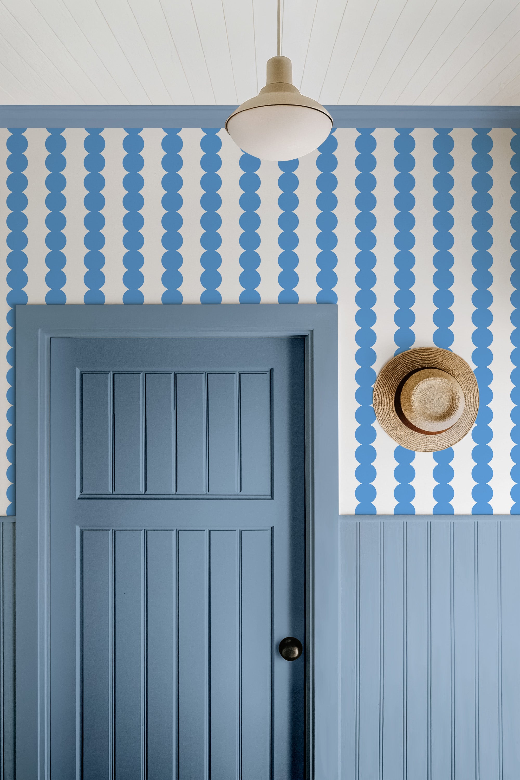 Scallop Stripe Blue Wallpaper - Image 3 by RebelMod