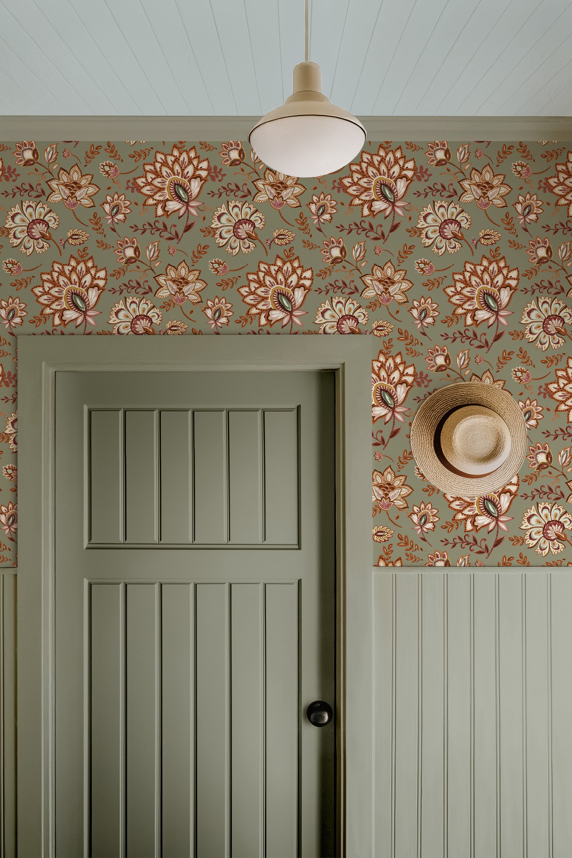 Bohemian Whimsy Floral - Muted Olive Wallpaper - Image 4 by RebelMod