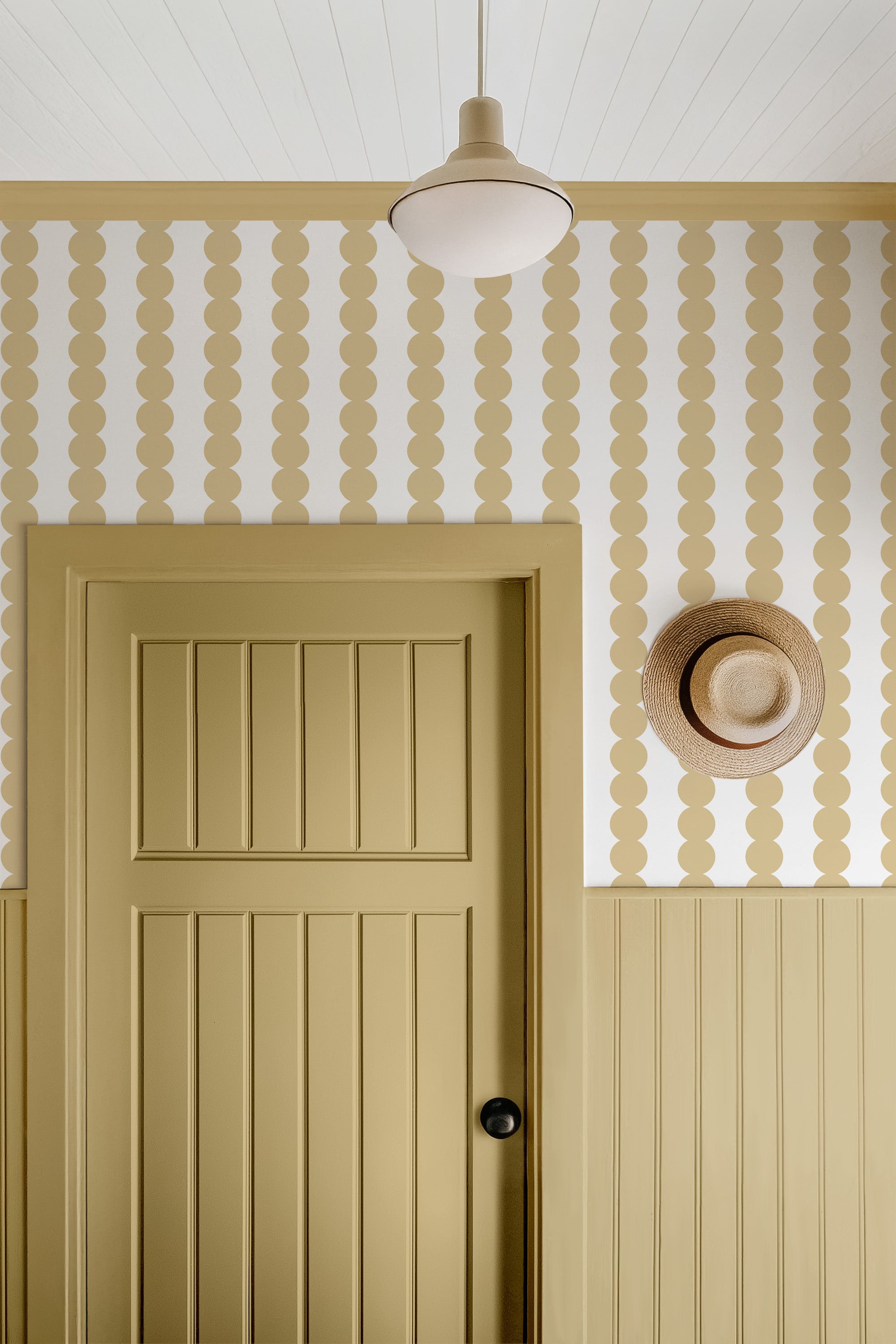 Scallop Stripe Muted Yellow Wallpaper - Image 4 by RebelMod