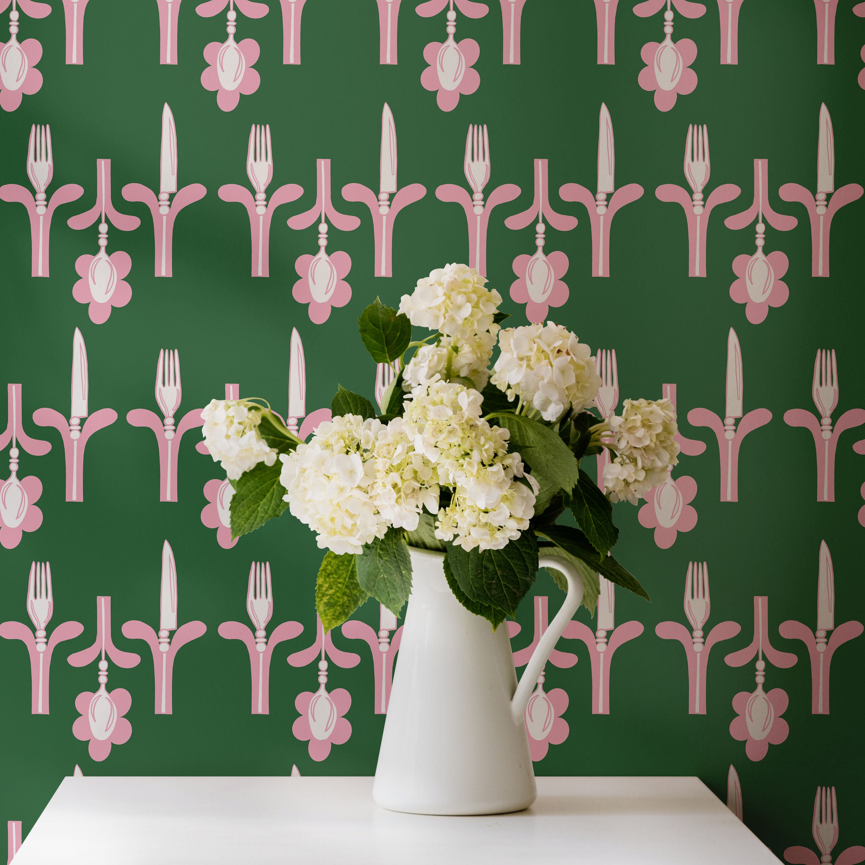 Dinner Party Green & Pink Wallpaper - Image 3 by RebelMod