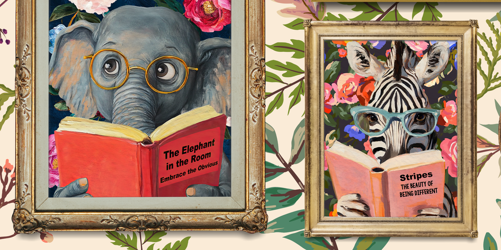 Whimsical Animals Reading Wallpaper - Version 2 - Cabin Florals Ivory