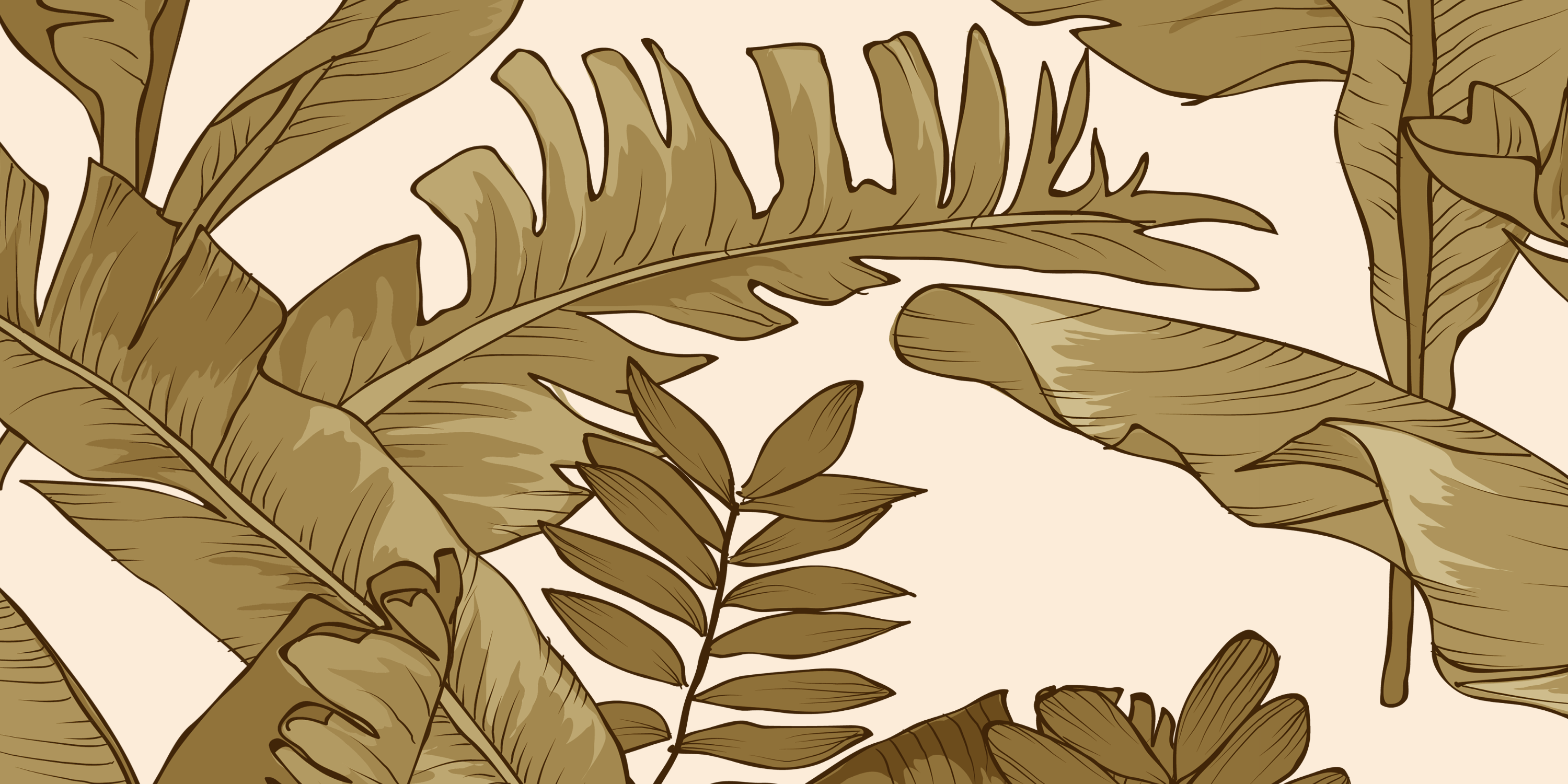 Tropical Gold Leaves in Ivory