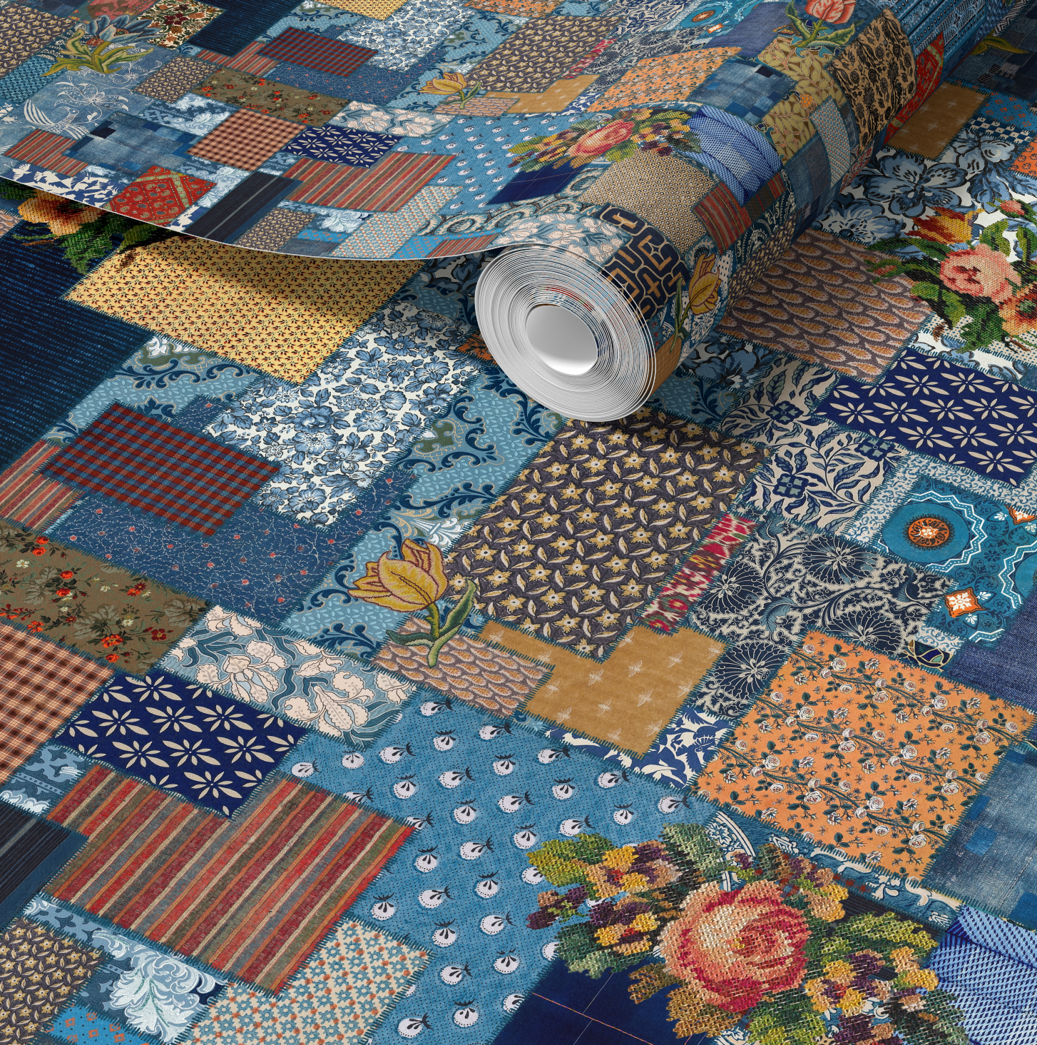 Boho Vintage Patchwork Wallpaper