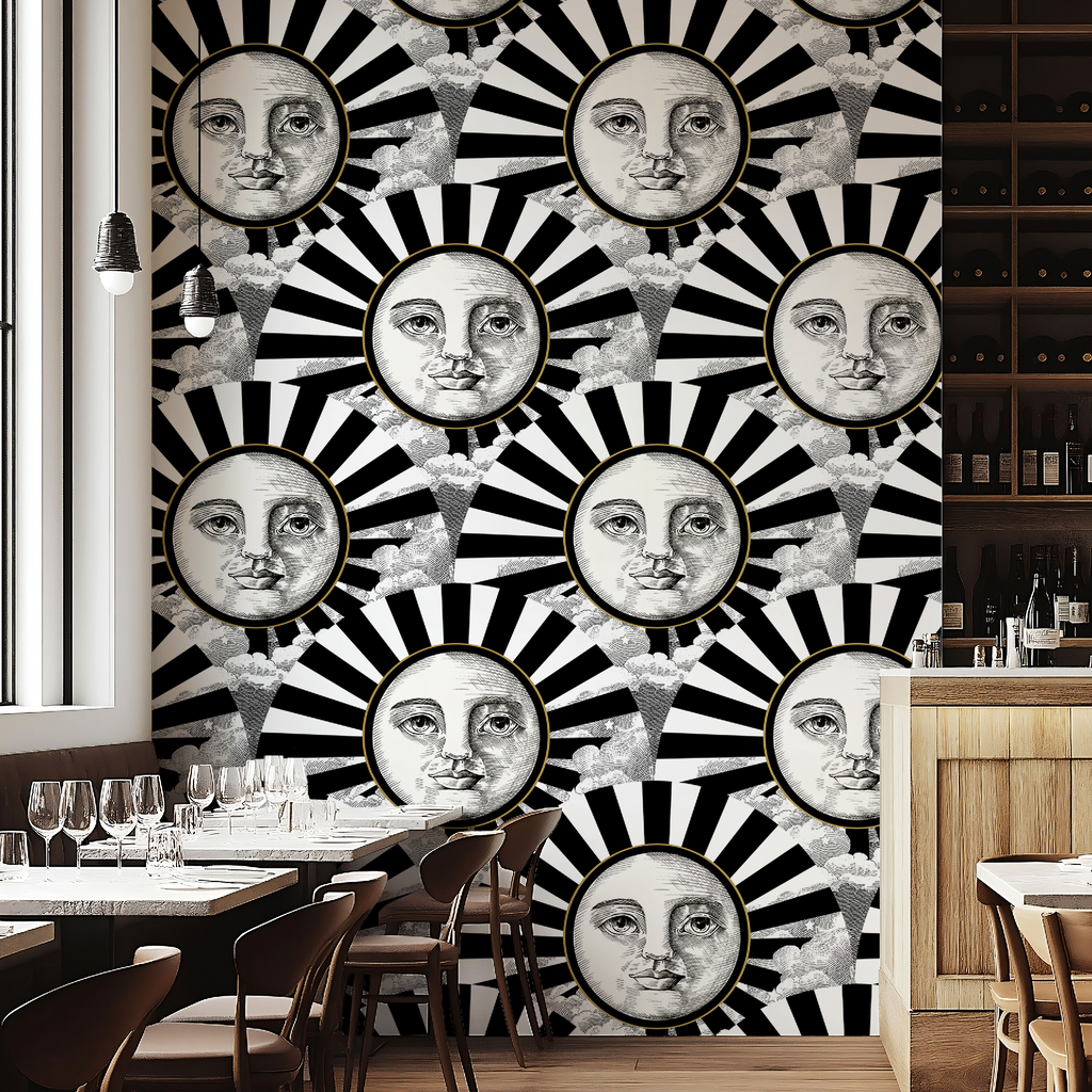 Vintage Black, White & Gold Sunshine Wallpaper - Large