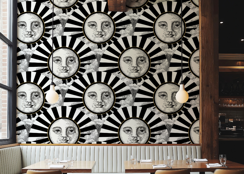 Vintage Black, White & Gold Sunshine Wallpaper - Large