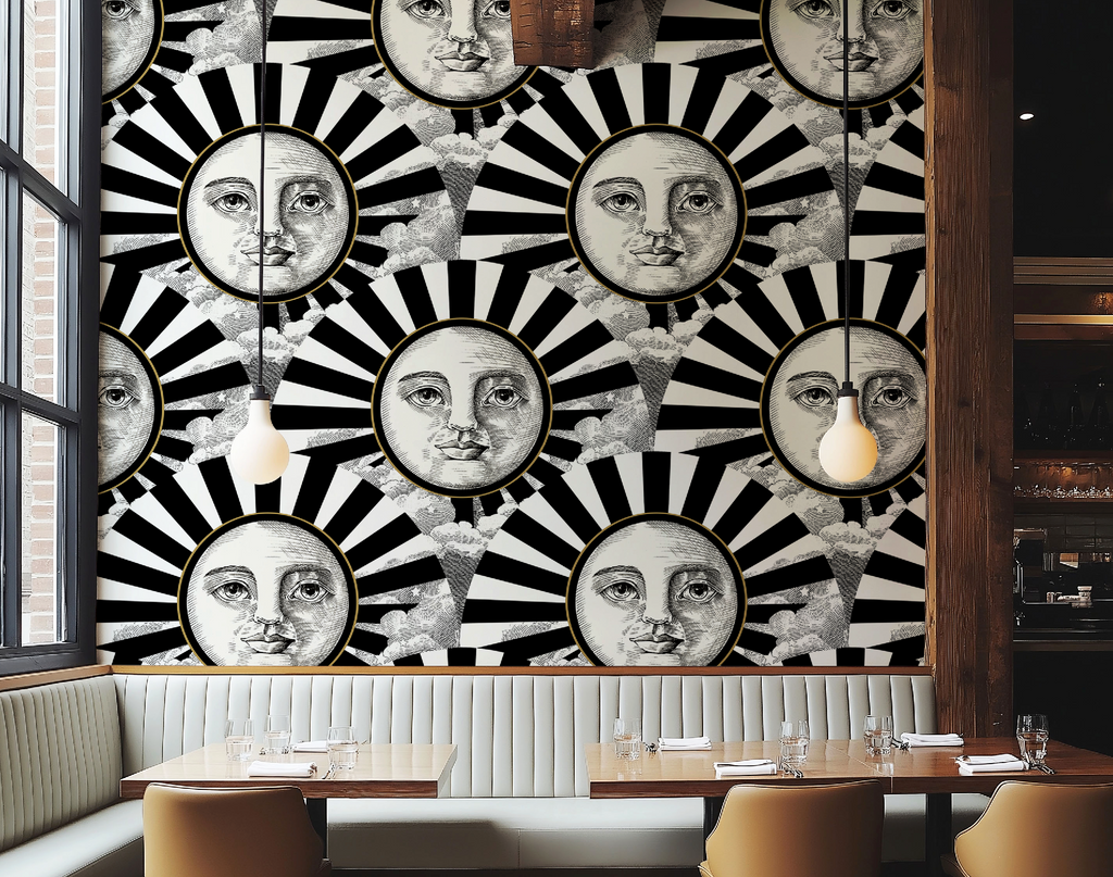Vintage Black, White & Gold Sunshine Wallpaper - Large