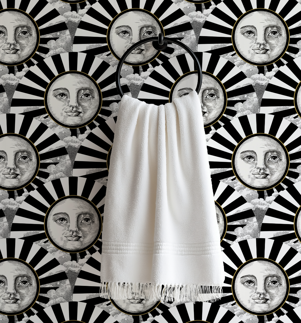Vintage Black, White & Gold Sunshine Wallpaper - Small