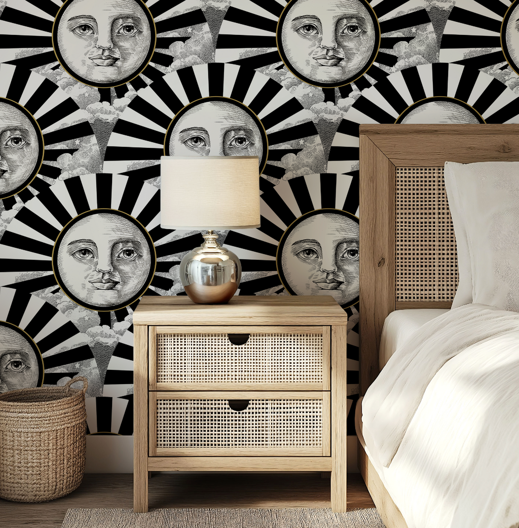 Vintage Black, White & Gold Sunshine Wallpaper - Large