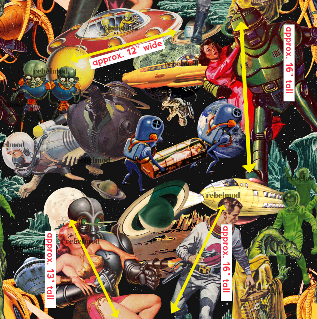 Vintage Space-Themed Mid-Century Wallpaper