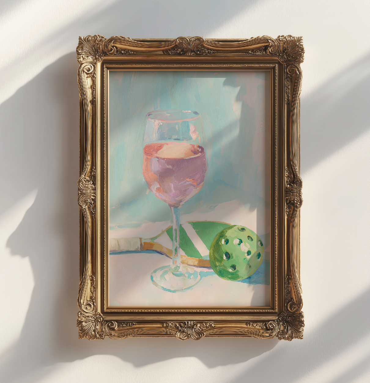 Whimsical Pickleball and Wine Art Print: Playful Sports Bar Decor, Kitchen Poster, Gift for Enthusiasts