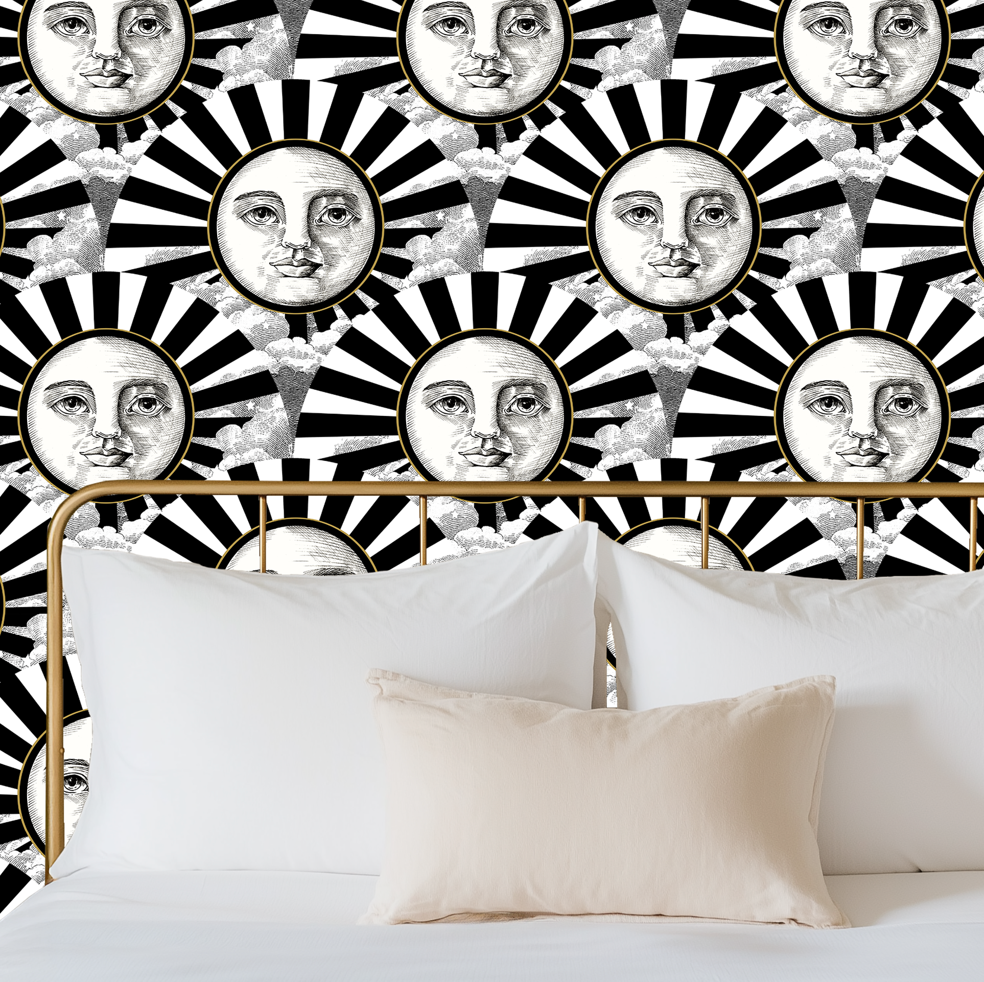 Vintage Black, White & Gold Sunshine Wallpaper - Large