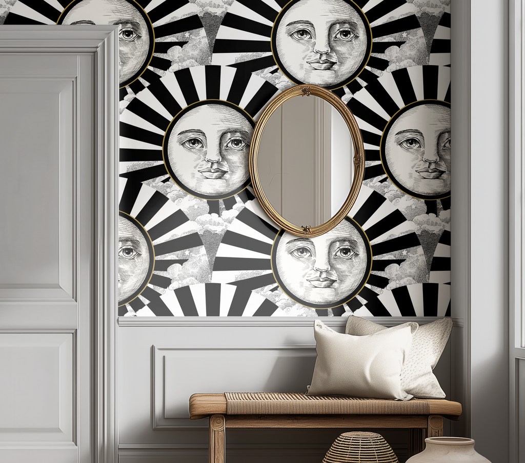 Vintage Black, White & Gold Sunshine Wallpaper - Large