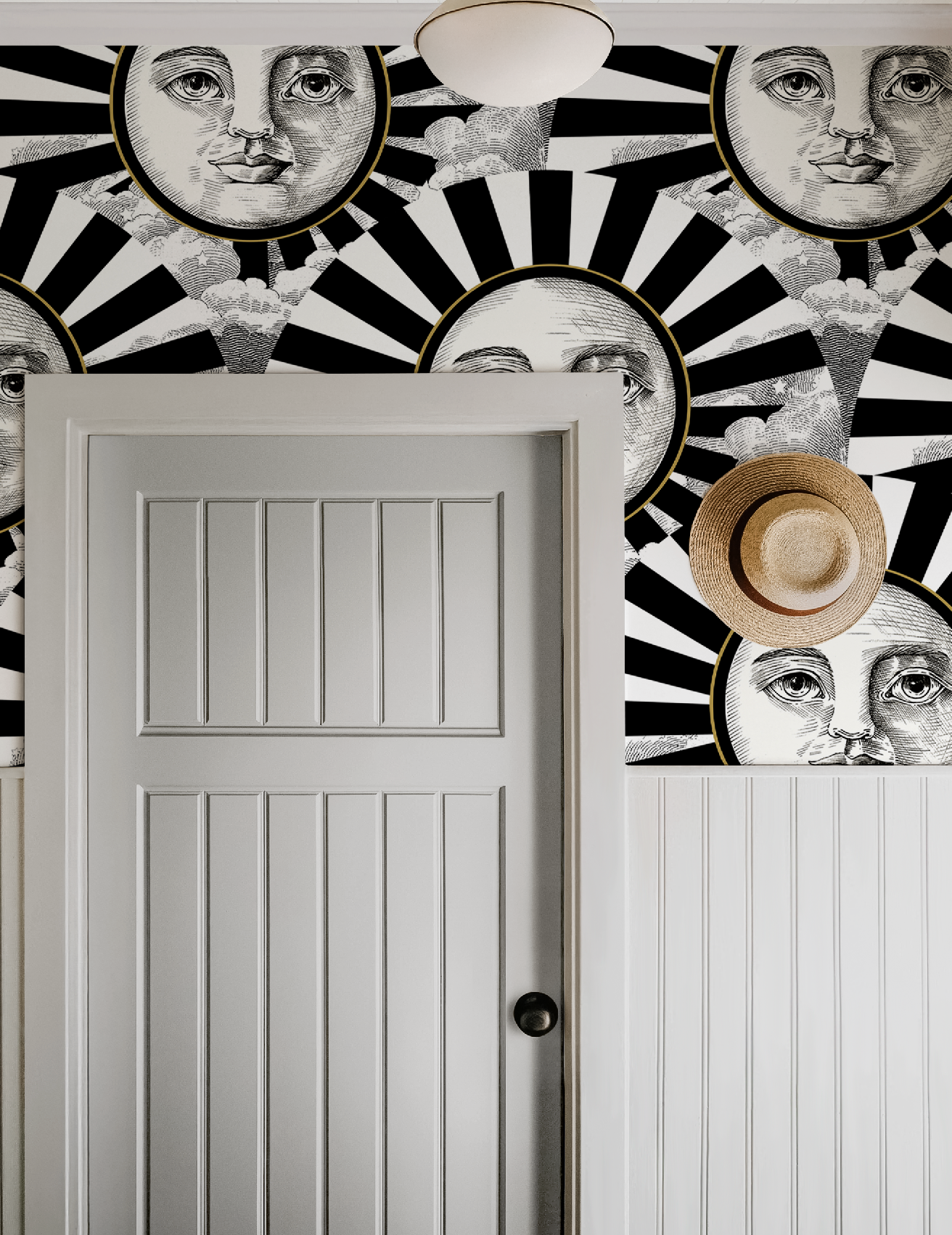 Vintage Black, White & Gold Sunshine Wallpaper - Large