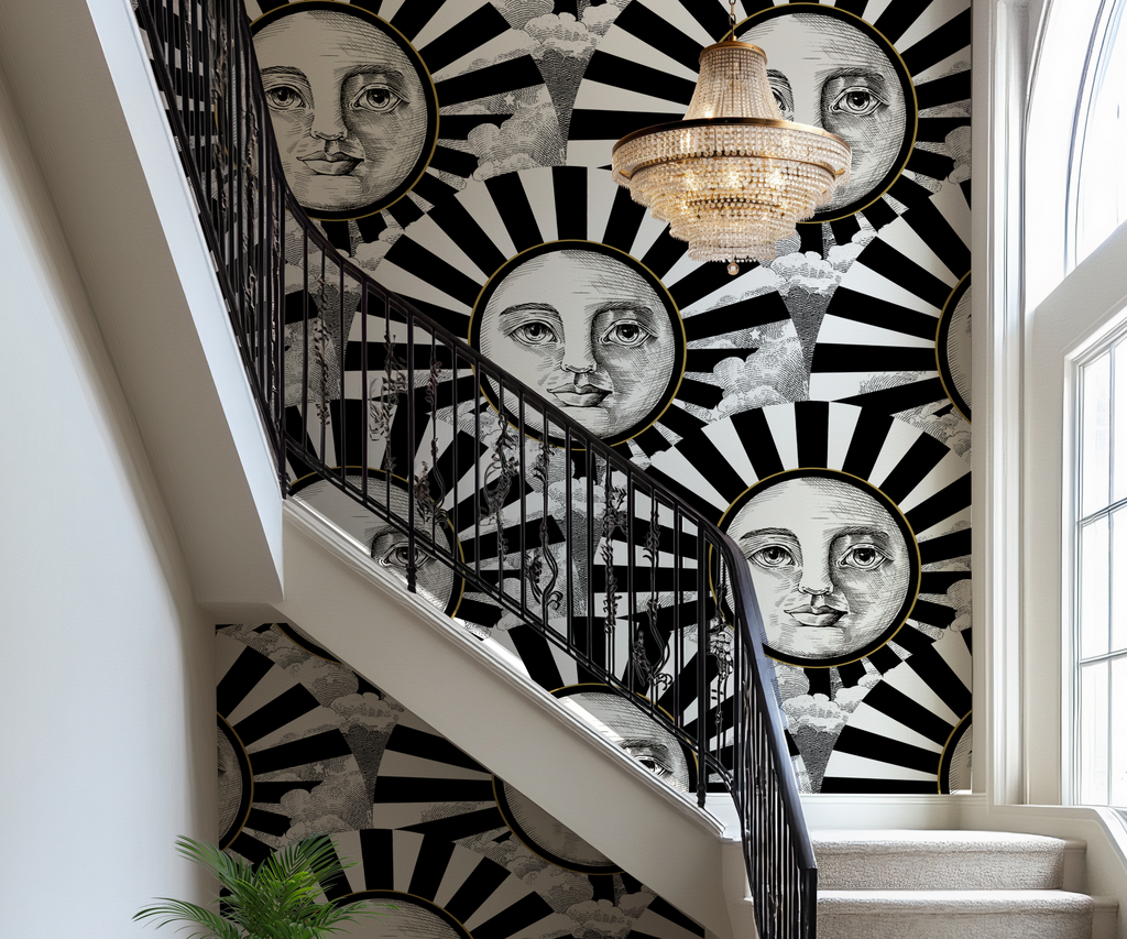 Vintage Black, White & Gold Sunshine Wallpaper - Large